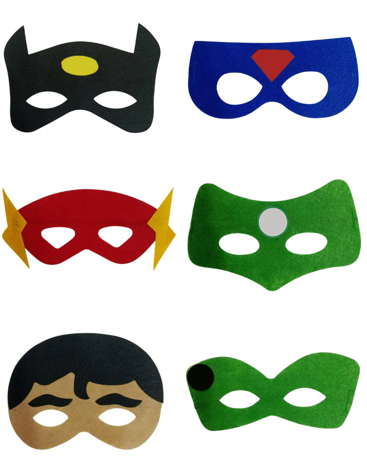 Pack of 12 Superhero Felt Eye Masks for Kids | Dress-Up Party Props with Elastic Strap | Fancy Dress Accessory, Birthday & Halloween Theme Decoration Combo - Image 2