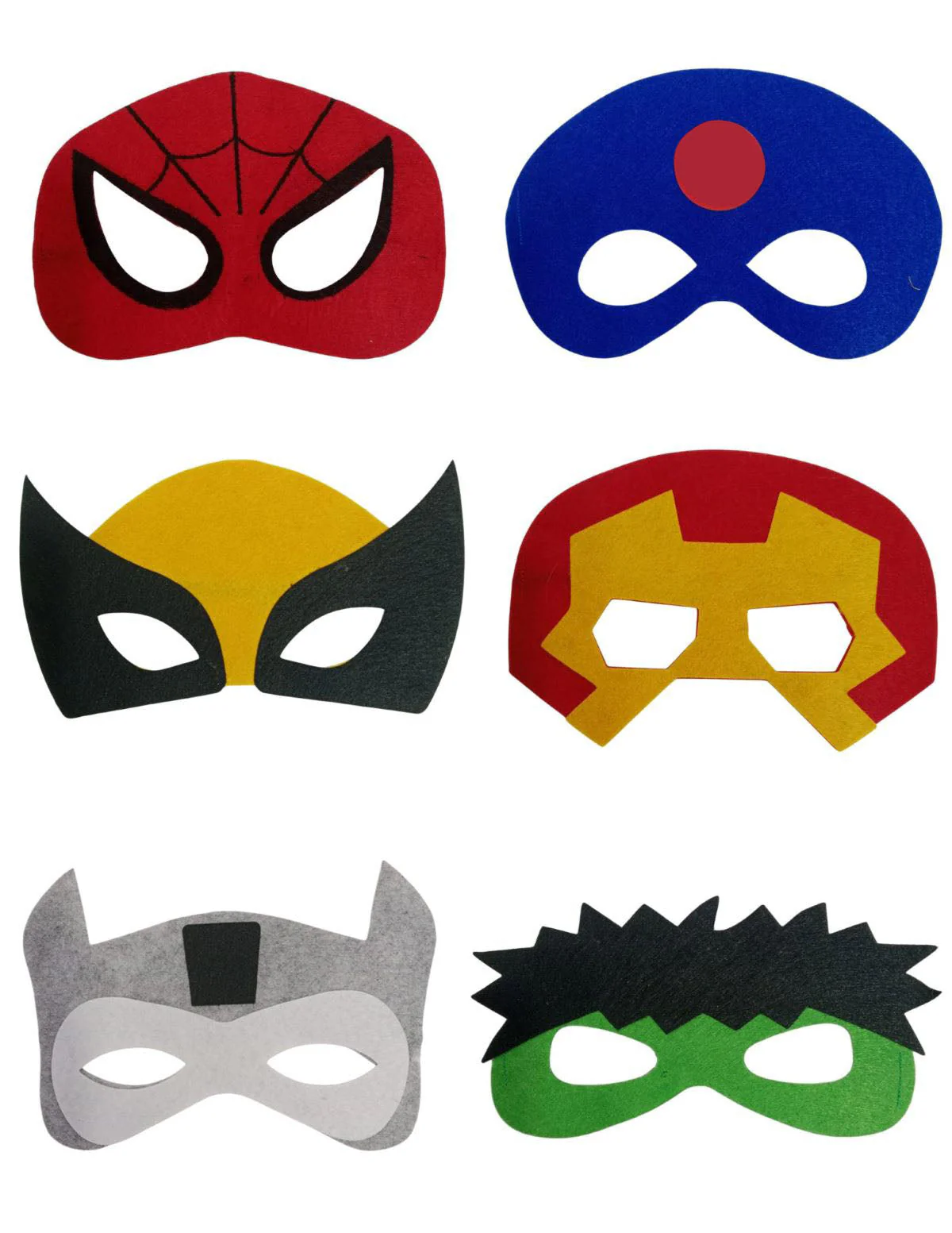 Pack of 12 Superhero Felt Eye Masks for Kids | Dress-Up Party Props with Elastic Strap | Fancy Dress Accessory, Birthday & Halloween Theme Decoration Combo - Image 3