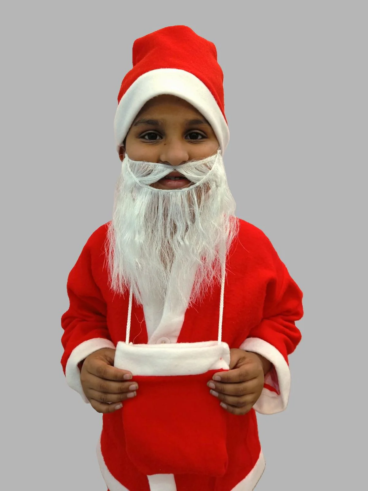 Pack of 3 Christmas Accessory Set Santa Cap, Beard & Santa Goodies bag Combo for Adults