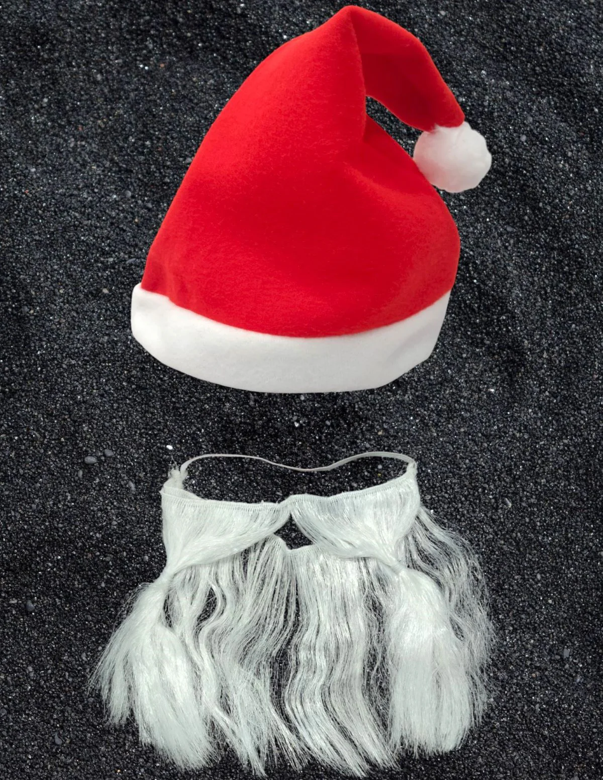 Pack of 3 Christmas Accessory Set Santa Cap, Beard & Santa Goodies bag Combo for Adults - Image 3