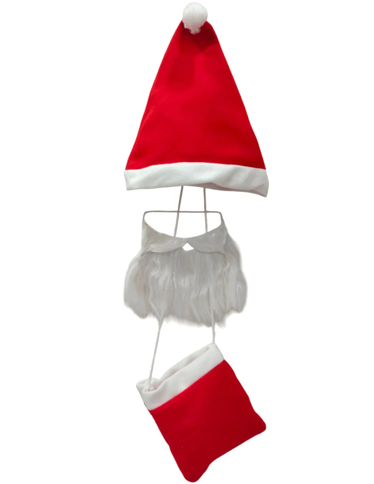 Pack of 3 Christmas Accessory Set Santa Cap, Beard & Santa Goodies bag Combo for Adults - Image 6