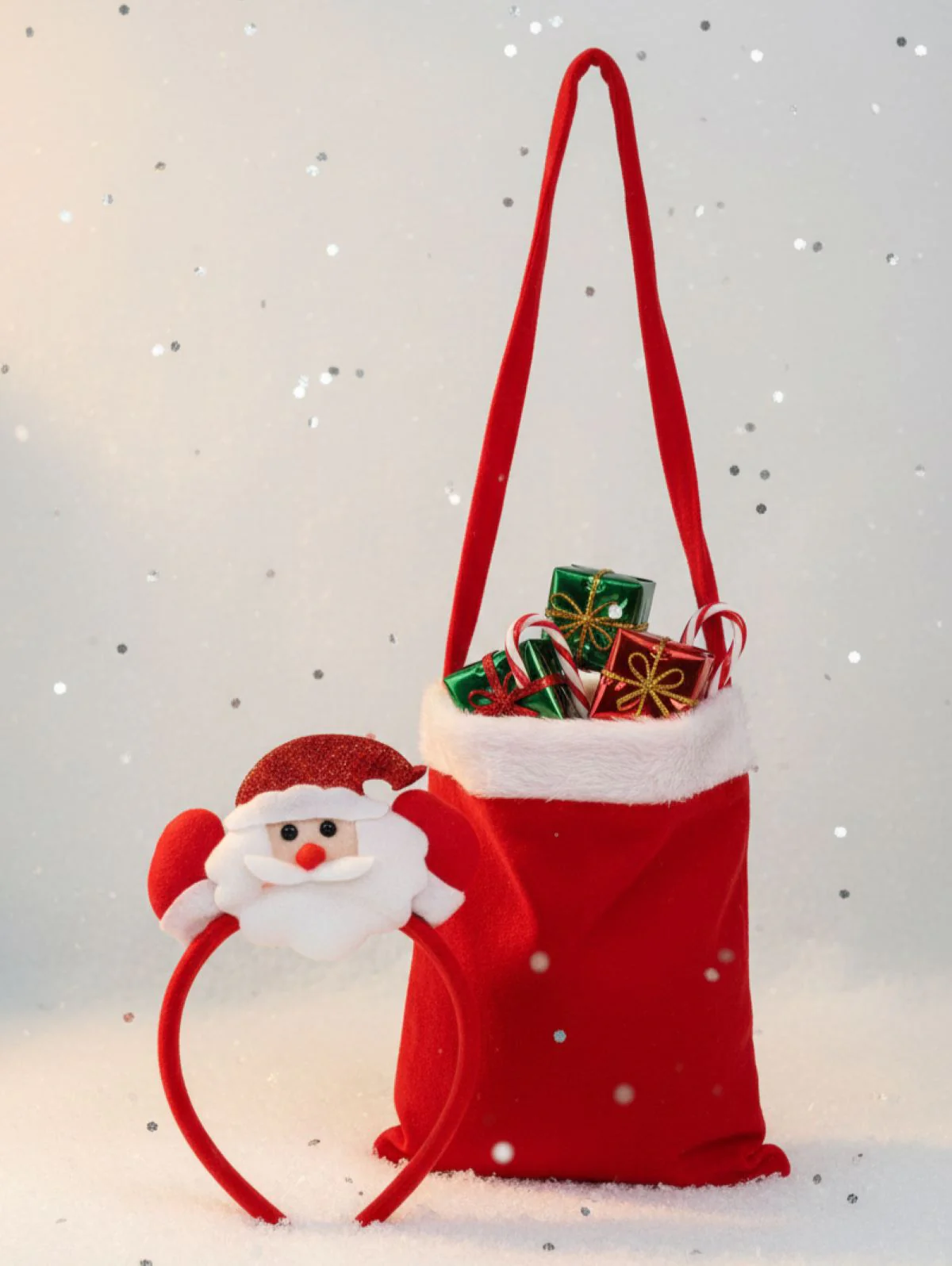 Pack of 2 Christmas Accessory Set Santa Headband and Goodies Bag Combo For Girls | Kids - Image 8