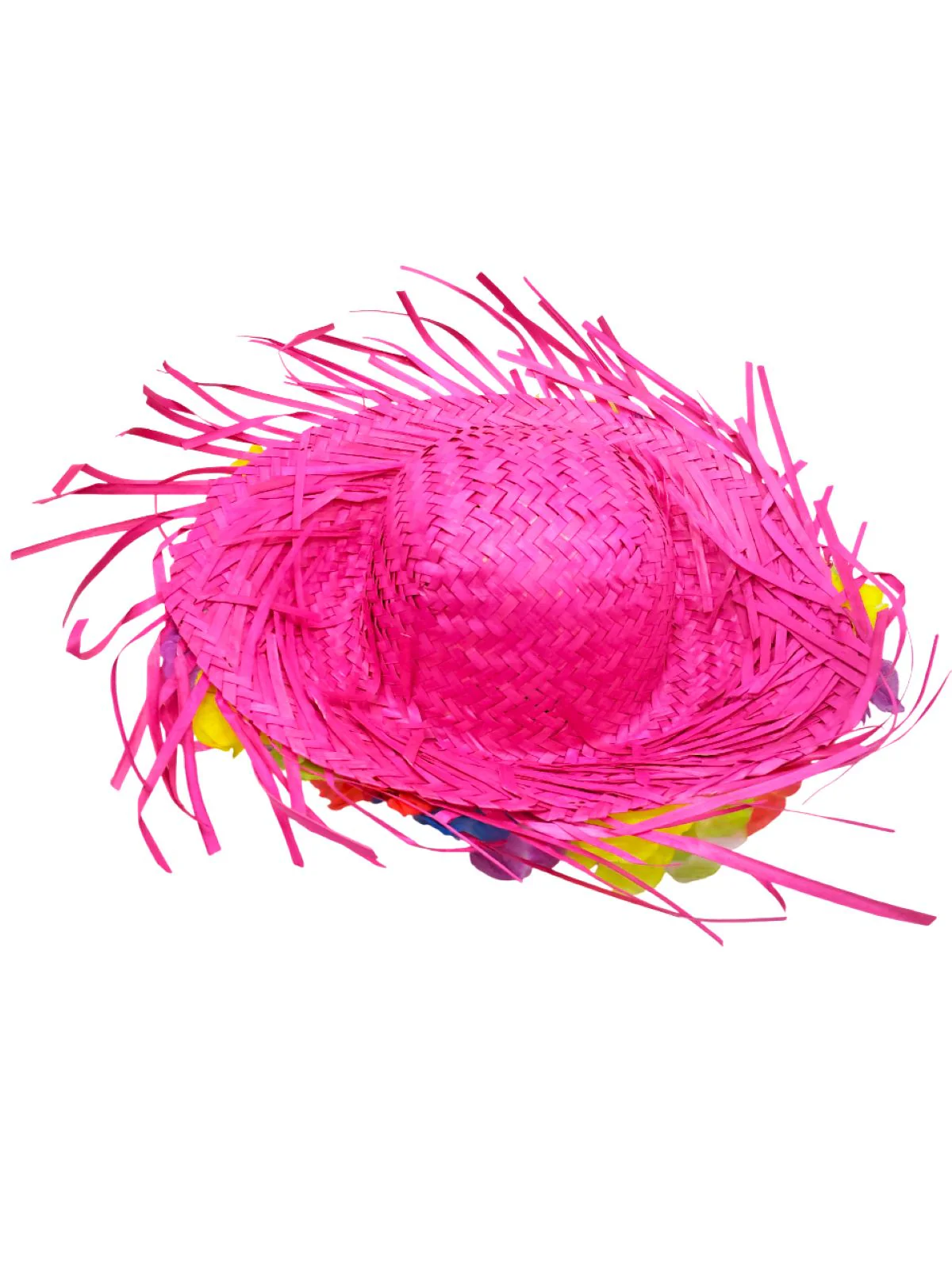 Pink Goa Beach Hat for Women – Handmade Straw Hat with Artificial Flower Decoration | Hawaiian Style Sun Hat for Girls & Ladies | Fancy Dress & Beachwear Accessory