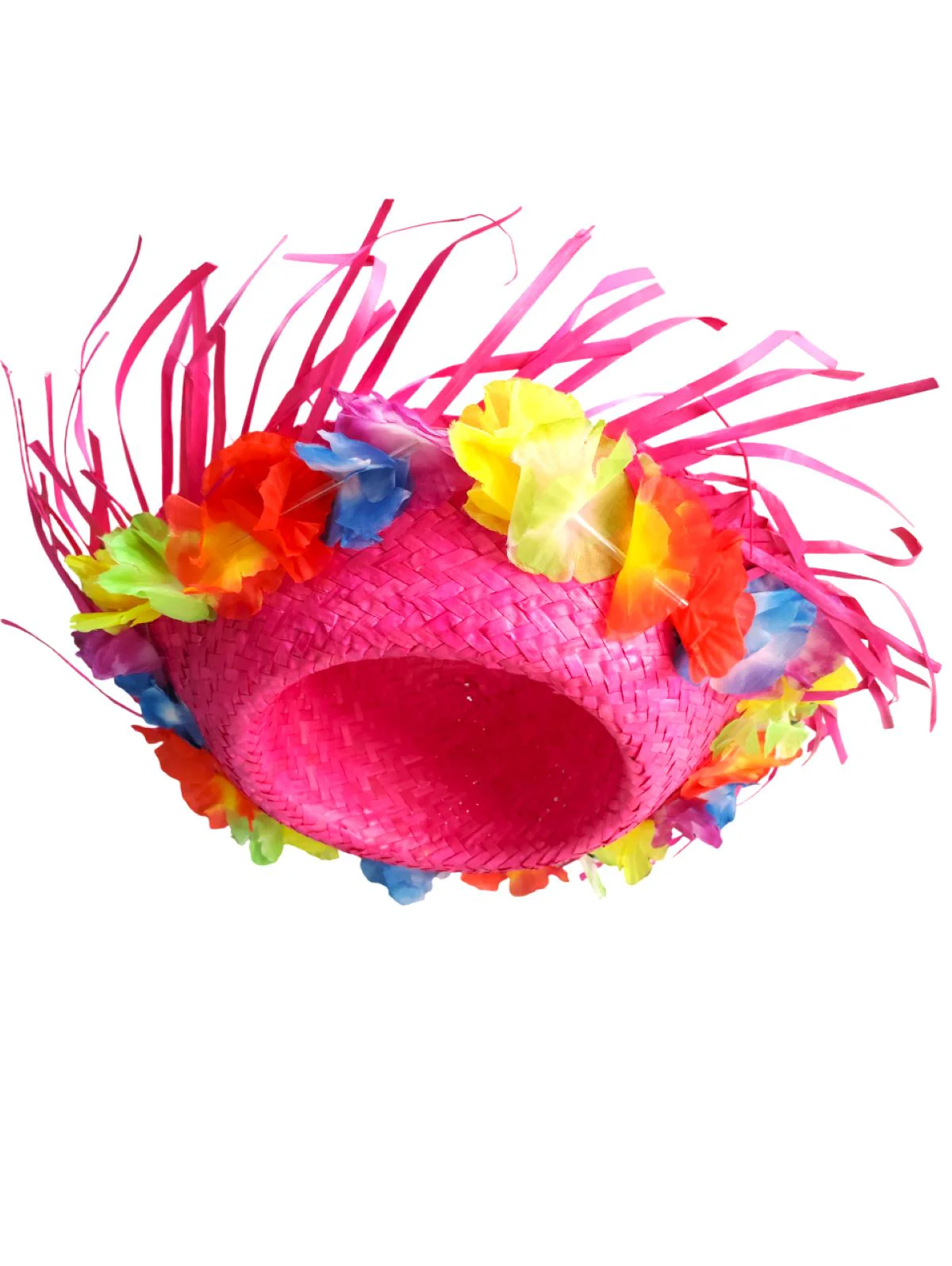 Pink Goa Beach Hat for Women – Handmade Straw Hat with Artificial Flower Decoration | Hawaiian Style Sun Hat for Girls & Ladies | Fancy Dress & Beachwear Accessory - Image 2