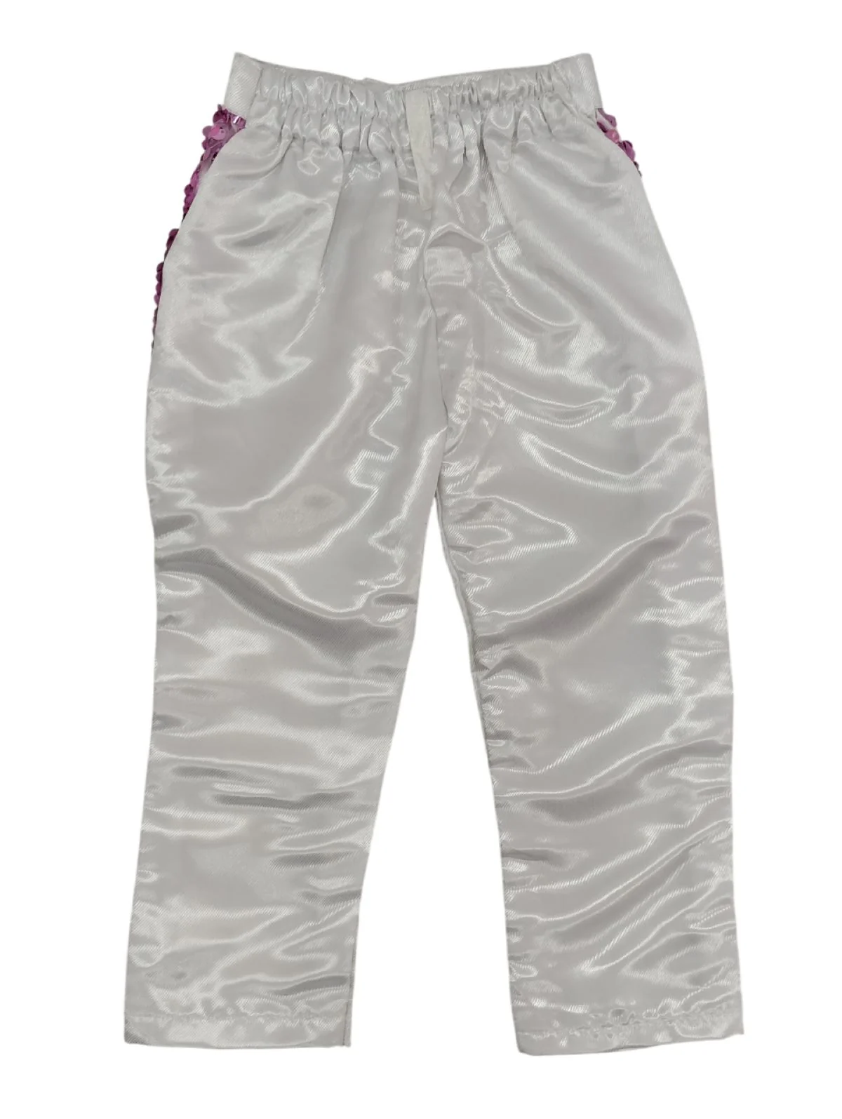 Pink Sequin Shirt & White Shiny Pants Western Dance Costume for Boys | Full Sleeve Party Wear Outfit | Theme Annual Day & Fancy Dress Outfit - Image 10