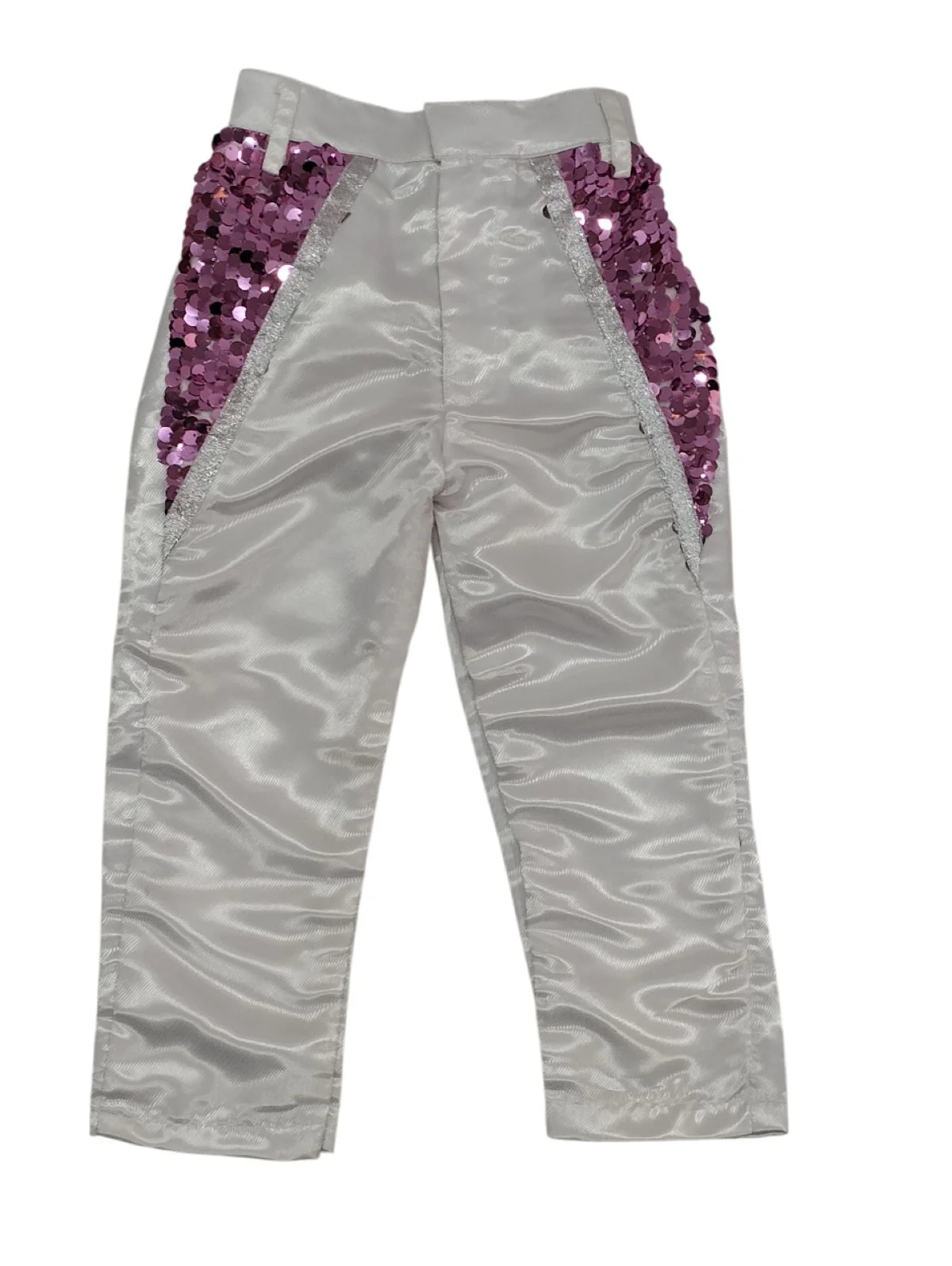 Pink Sequin Shirt & White Shiny Pants Western Dance Costume for Boys | Full Sleeve Party Wear Outfit | Theme Annual Day & Fancy Dress Outfit - Image 11