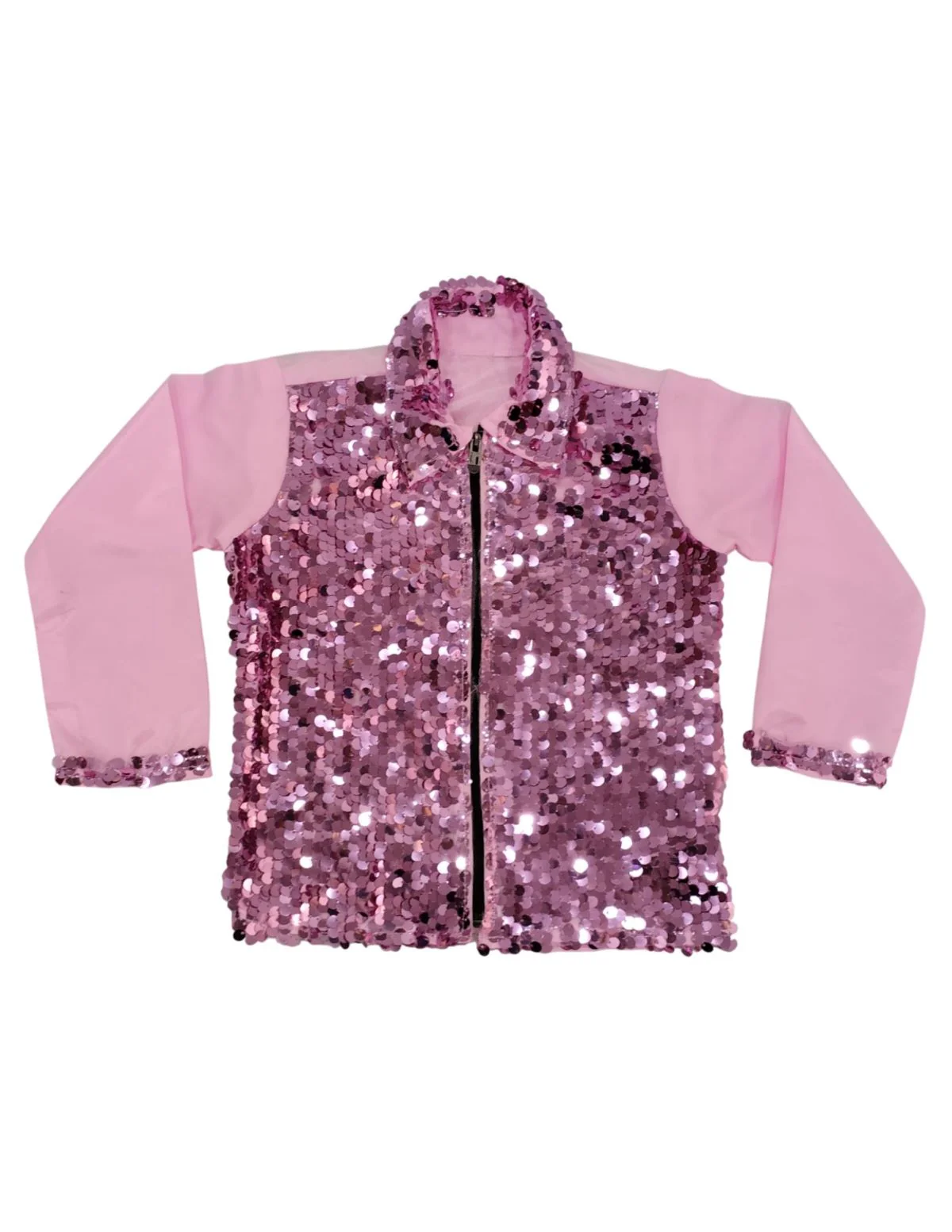 Pink Sequin Shirt & White Shiny Pants Western Dance Costume for Boys | Full Sleeve Party Wear Outfit | Theme Annual Day & Fancy Dress Outfit - Image 8