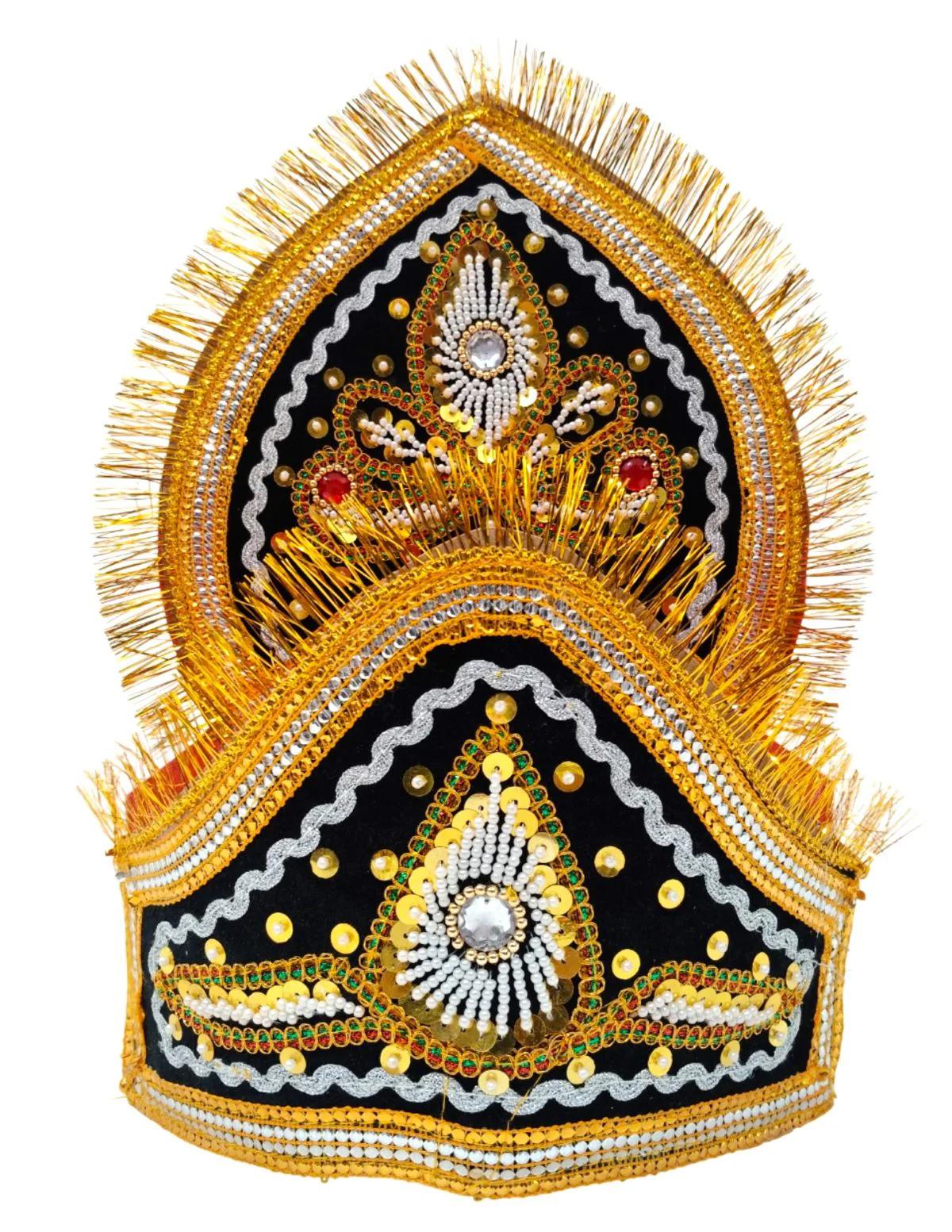 Ravan Crown with Detachable Face Extension 10 Head Set – Plywood Ramleela Mukut Costume for Dussehra & Fancy Dress Accessory For Adults - Image 2