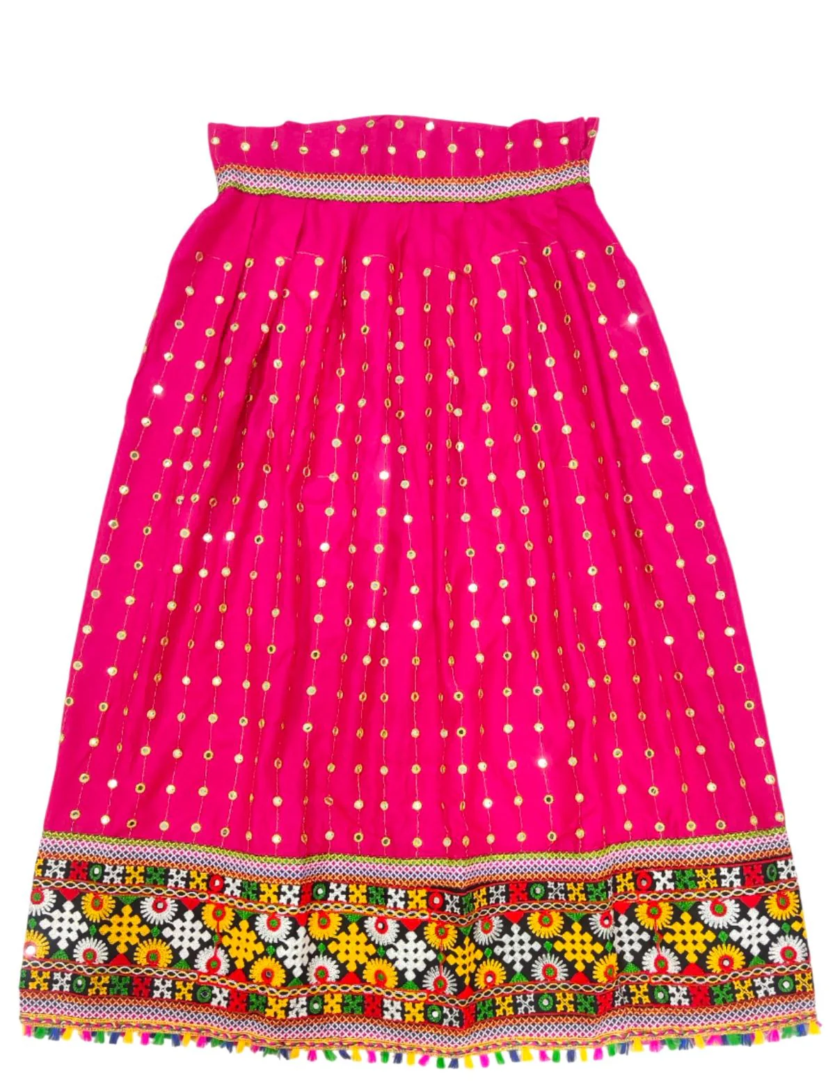 Readymade Pink Ethnic Cotton Garba Lehenga for Kids & Adults | Lehenga Choli Set with Dupatta & a Pair of Dandiya Sticks | Traditional Navratri Outfit for Garba Nights & Festivals - Image 6