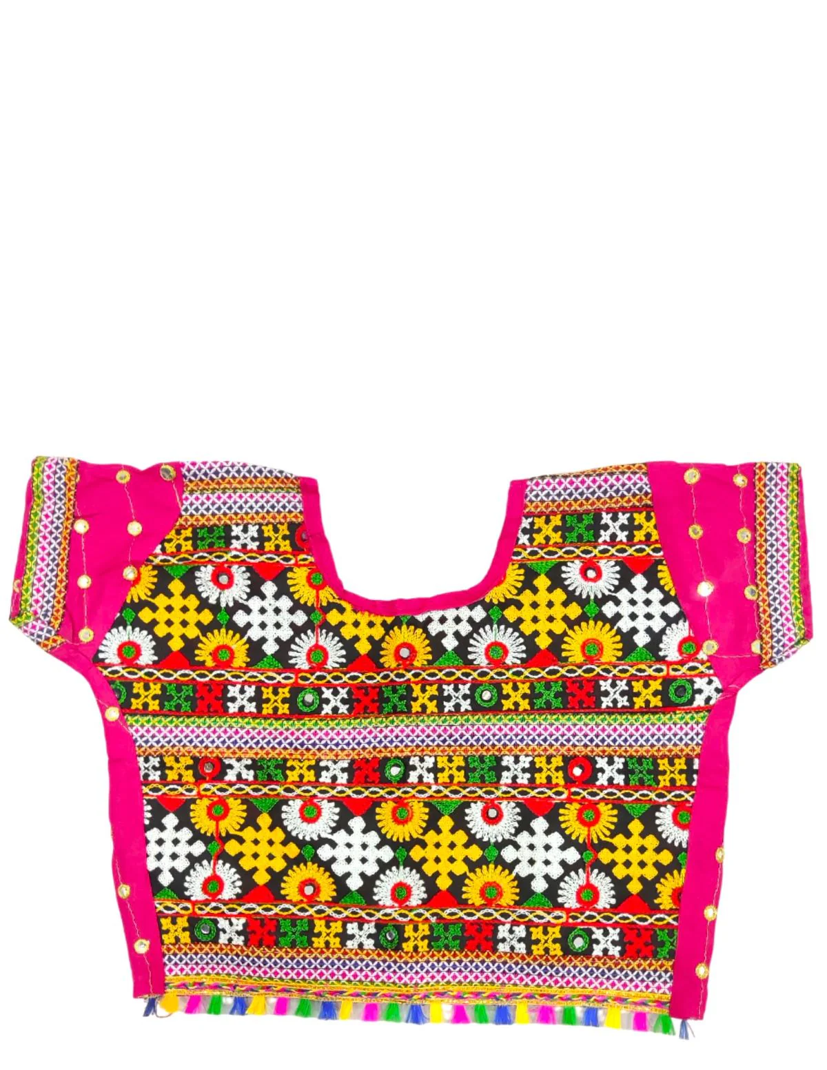 Readymade Pink Ethnic Cotton Garba Lehenga for Kids & Adults | Lehenga Choli Set with Dupatta & a Pair of Dandiya Sticks | Traditional Navratri Outfit for Garba Nights & Festivals - Image 7