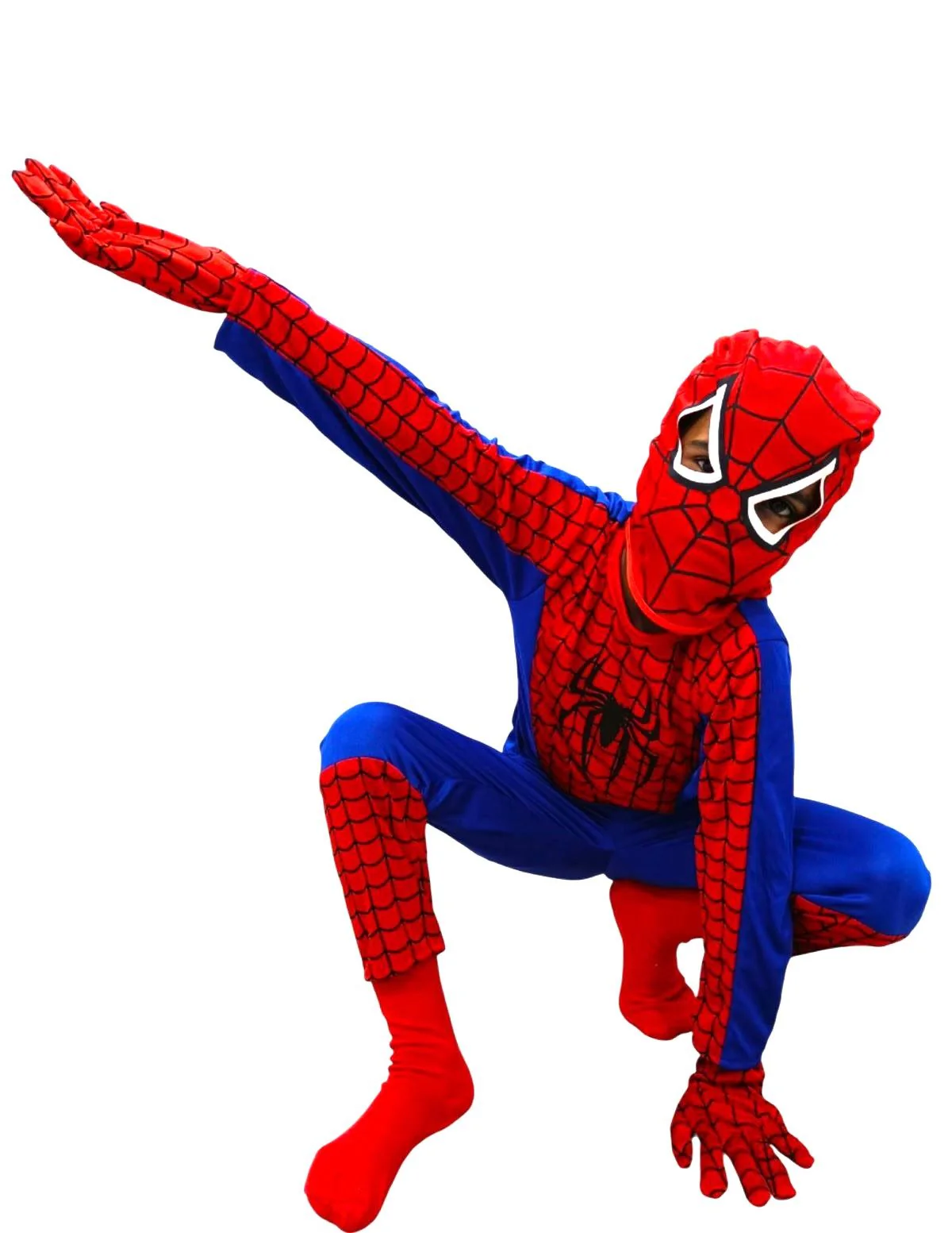 5 Pc Set Red and Blue Super Hero Dress for Boys | Superhero Dress with Top, Bottom, Mask, Gloves, and Socks | Birthday Party Prop, Halloween Theme Cosplay Dress