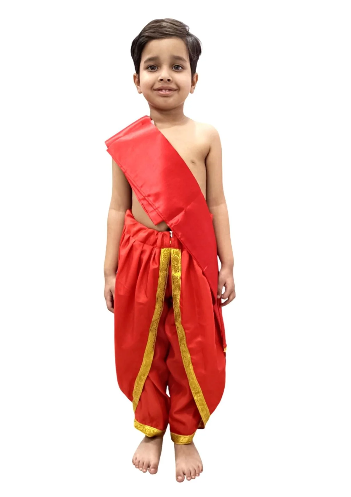 Red Dhoti with Patka Indian Folk Cultural Role Play Dress | Indian Traditional Costume for Boys