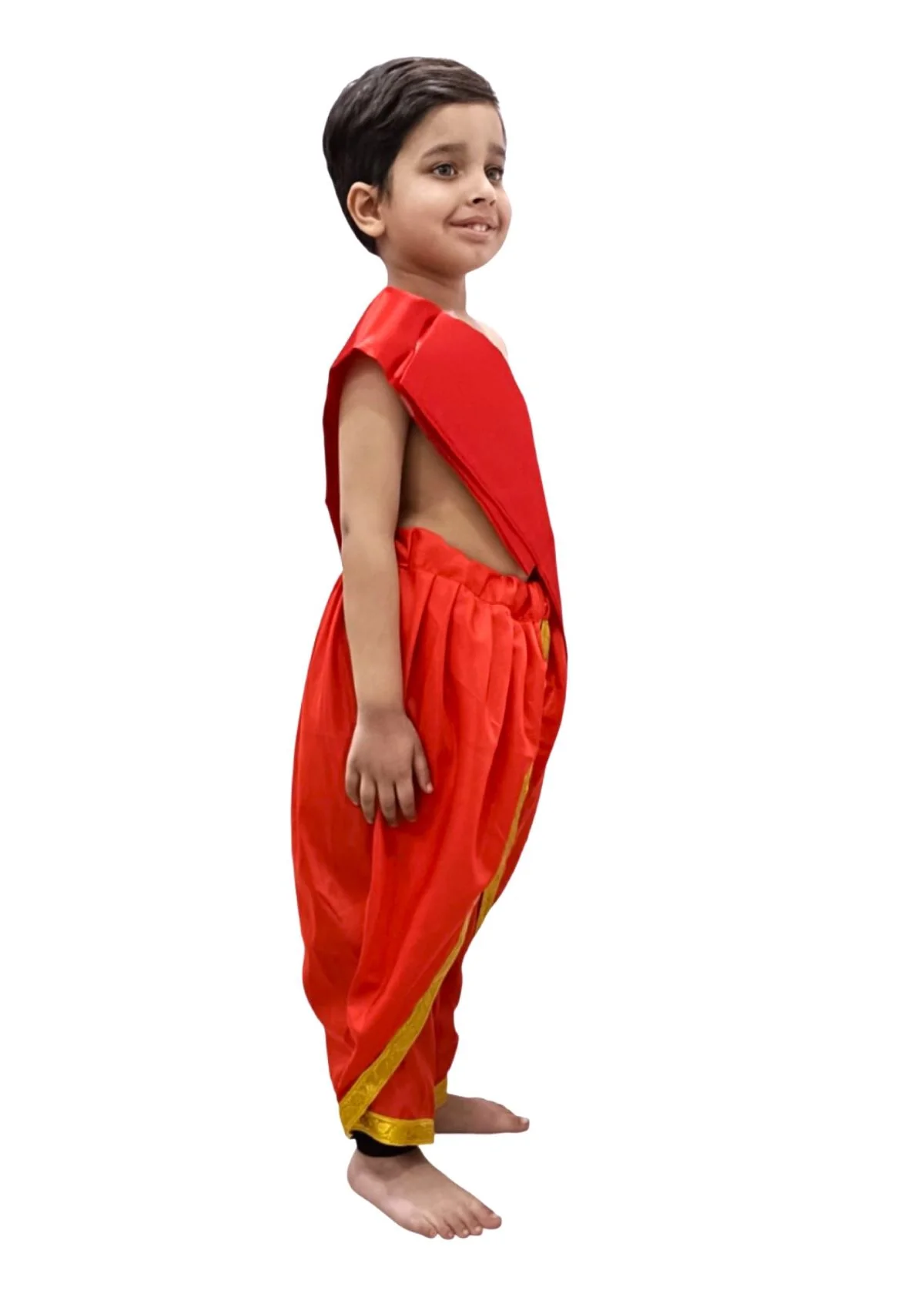 Red Dhoti with Patka Indian Folk Cultural Role Play Dress | Indian Traditional Costume for Boys - Image 2