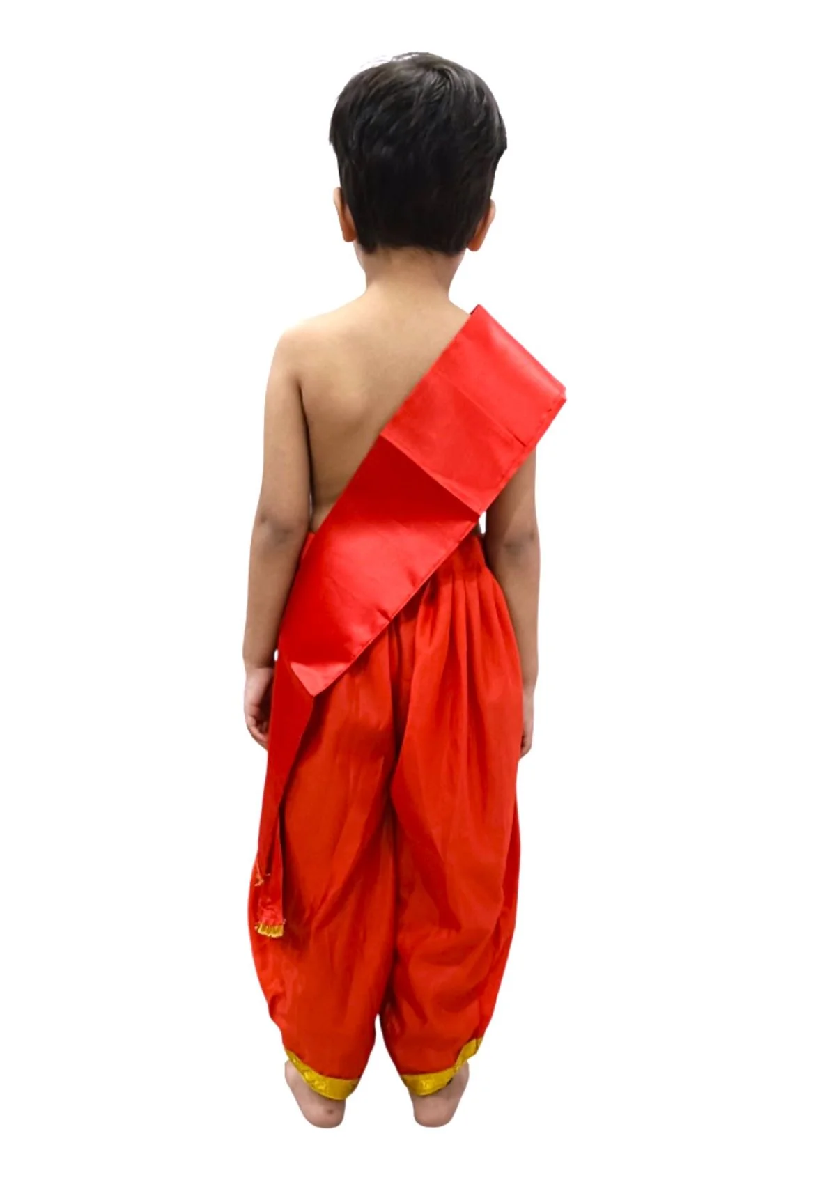 Red Dhoti with Patka Indian Folk Cultural Role Play Dress | Indian Traditional Costume for Boys - Image 3