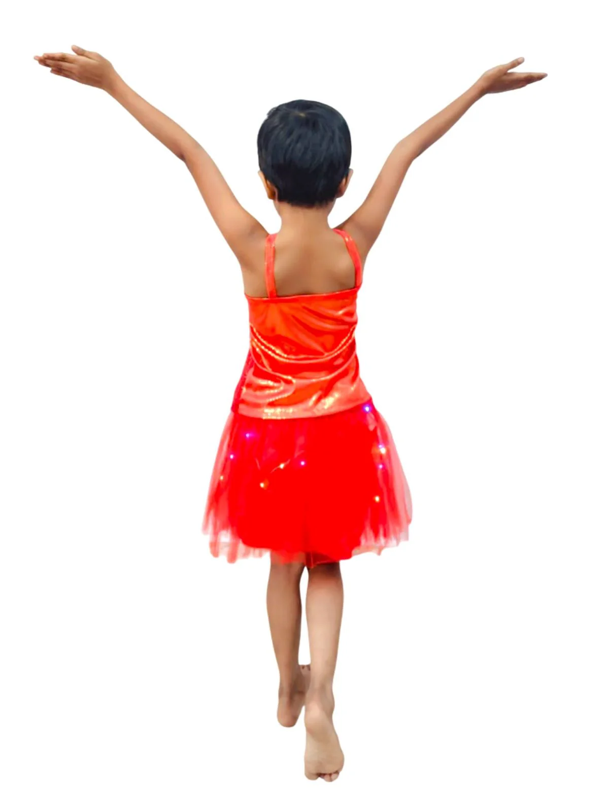 Red LED Light Skirt with Matching Sequin Top for Girls (4–7 Years) – Multicolor Light-Up Tutu Dress Set with Built-in Battery | Fancy Dress & Dance Costume - Image 4
