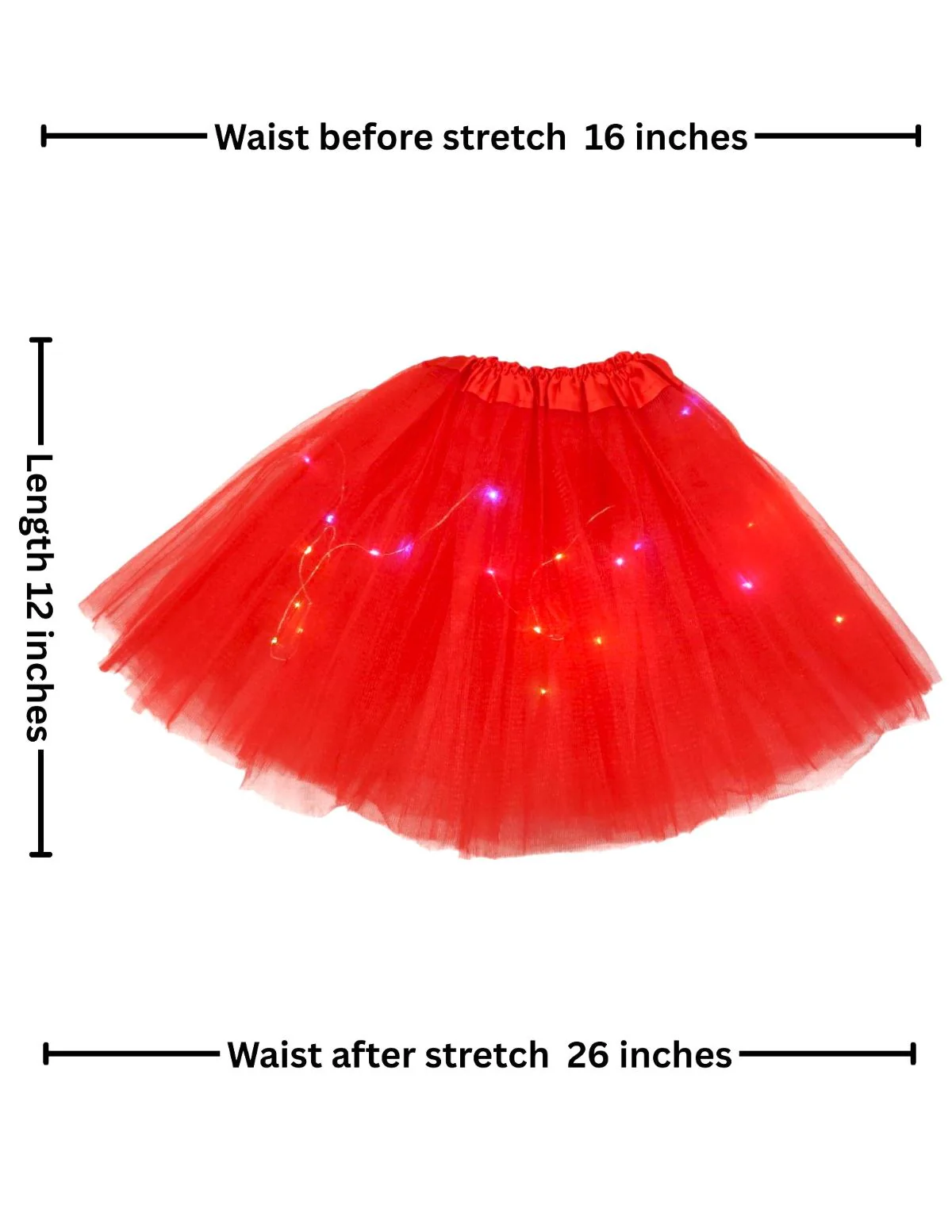 Red LED Light Skirt with Matching Sequin Top for Girls (4–7 Years) – Multicolor Light-Up Tutu Dress Set with Built-in Battery | Fancy Dress & Dance Costume - Image 9