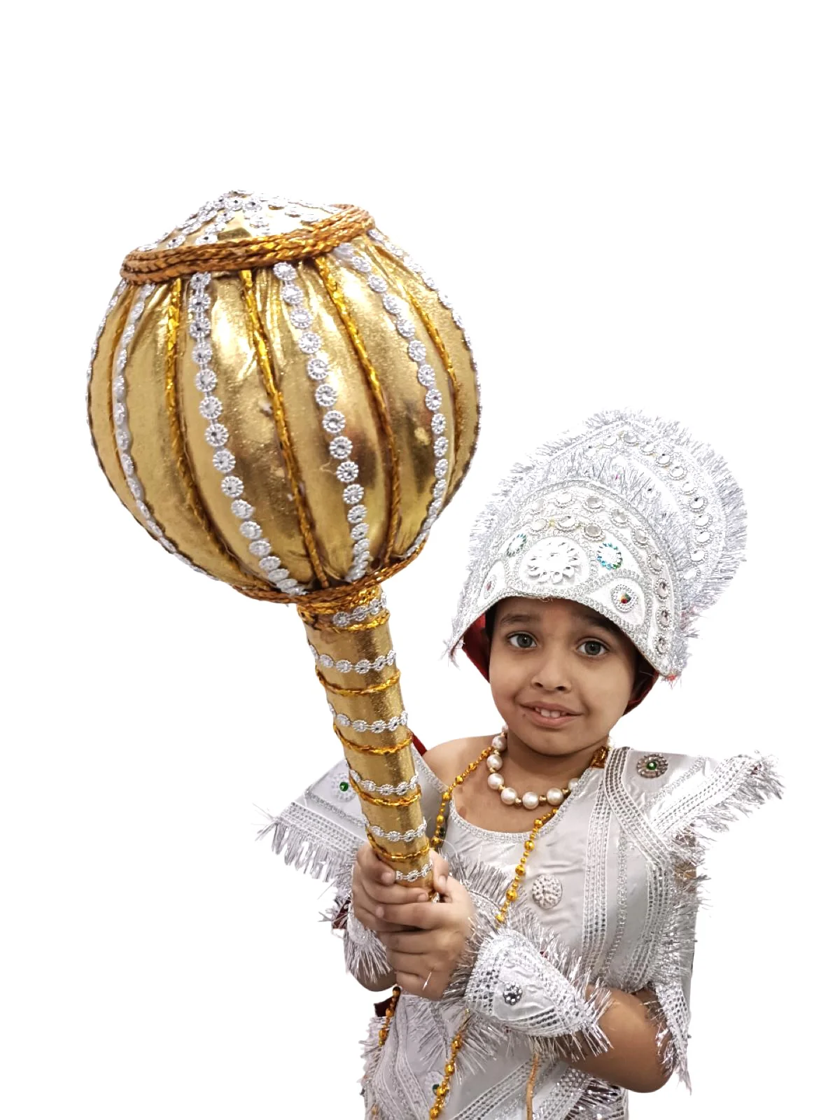 Royal Golden Gada Mace Club Hanuman Costume Accessory Traditional Weapon Plastic Toy for Kids and Boys - 22 Inches
