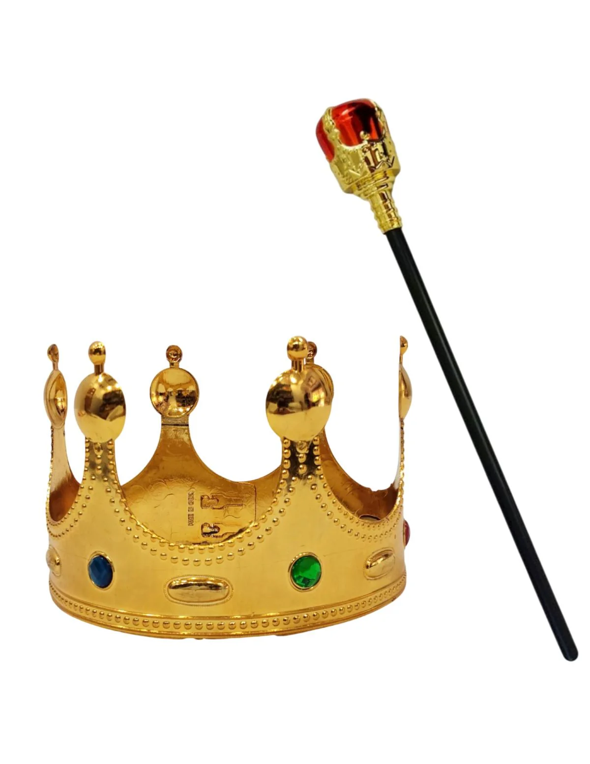 Royal King Crown/Taj & Scepter Set for Kids  Fancy Dress Accessories with Metallic Finish for Halloween, Cosplay & Themed Events | Free Size