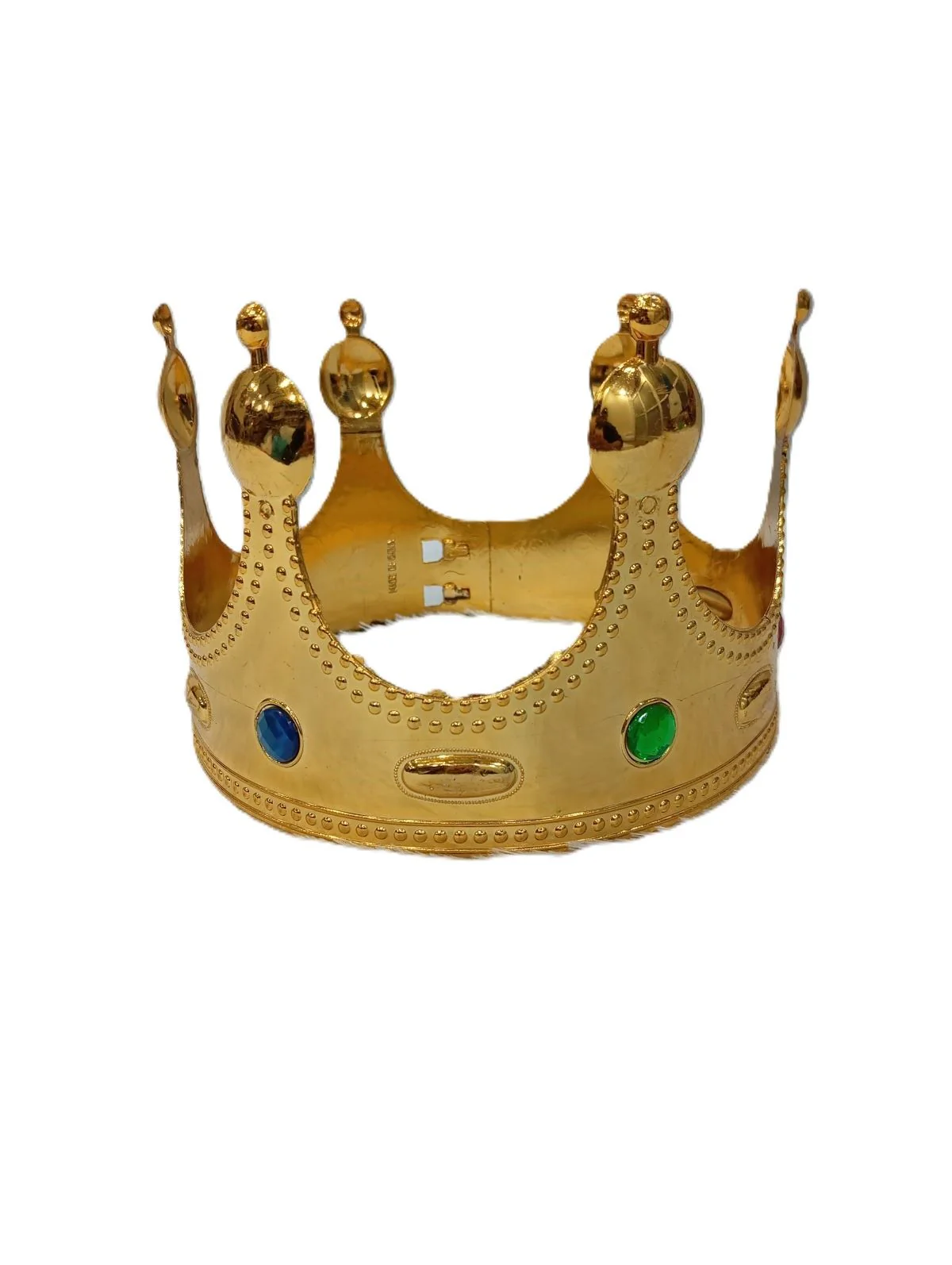 Royal Plastic King Crown for Kids with Shiny Metal Look & Stone Details - Crown for Boys, Fancy Dress Accessories for Halloween, Cosplay, and Theme Parties