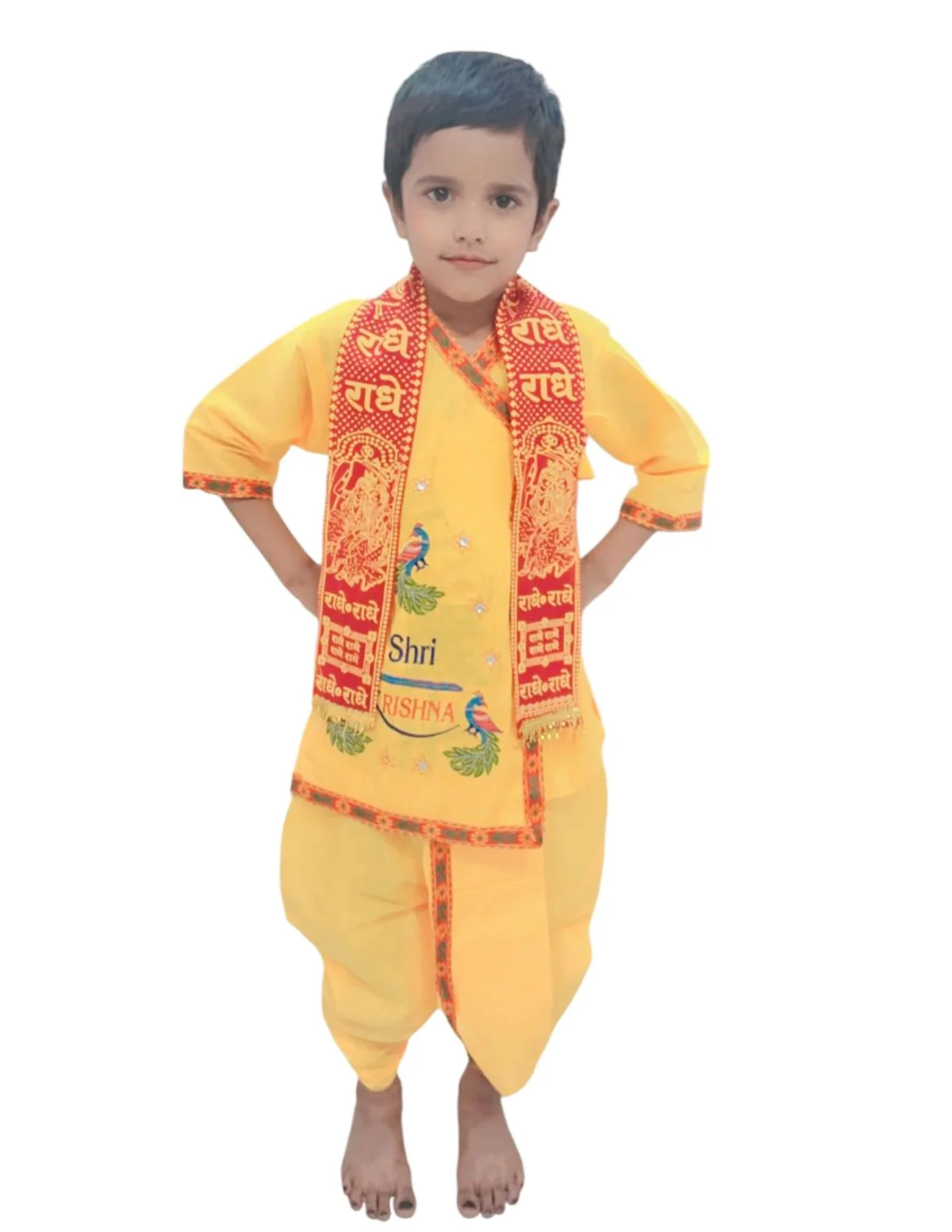 Shri Krishna Dress for Baby Boy | Print Krishna Costume for Kids with Patka | Janmashtami Photoshoot Outfit | Kanha Dress for Baby Boy | Fancy Dress Costumes for Kids - Image 11