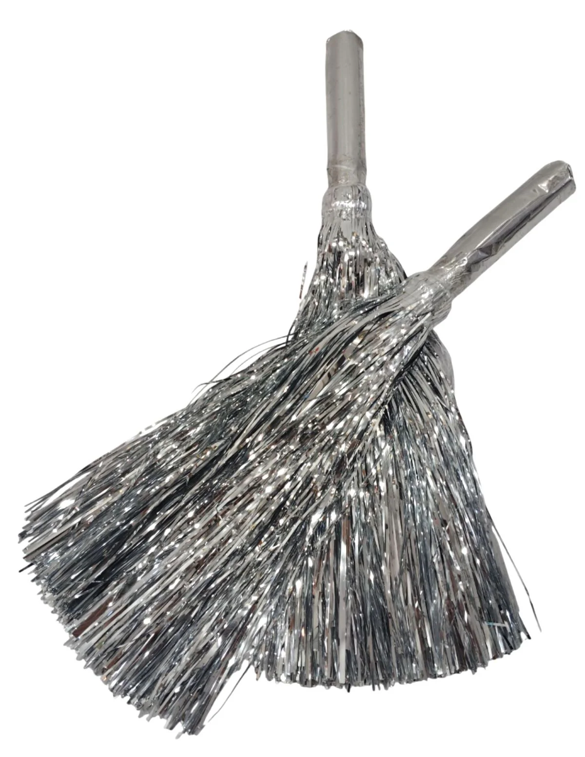 Silver Pom Pom with Stick | Cheerleader Pompoms for Kids Dance | Pom Poms for Kids for Dance & Sports Events | Cheer Girls Pom Pom for School Annual Day | Fancy Dress Costume Acessory - Image 2