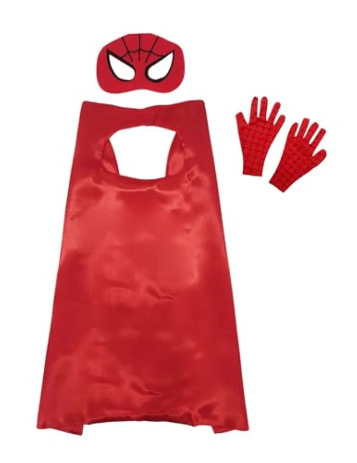 Spider Web Hero Cape with Eye Mask and Gloves Set for Kids | Red Superhero Dress-Up Accessories | Halloween Fancy Dress Accessory Set & Birthday Gift | Age 3–8 Years - Image 3