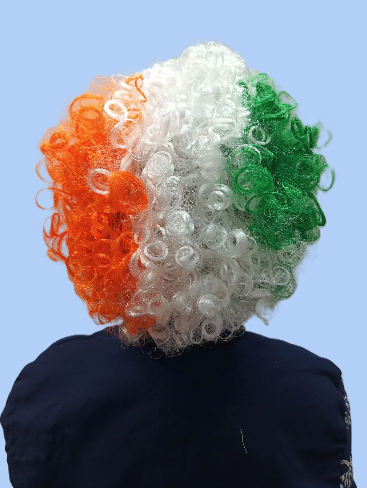Tricolor Curly Hair Wig - Unisex Adult & Kids Fancy Dress Patriotic Accessory - Image 3