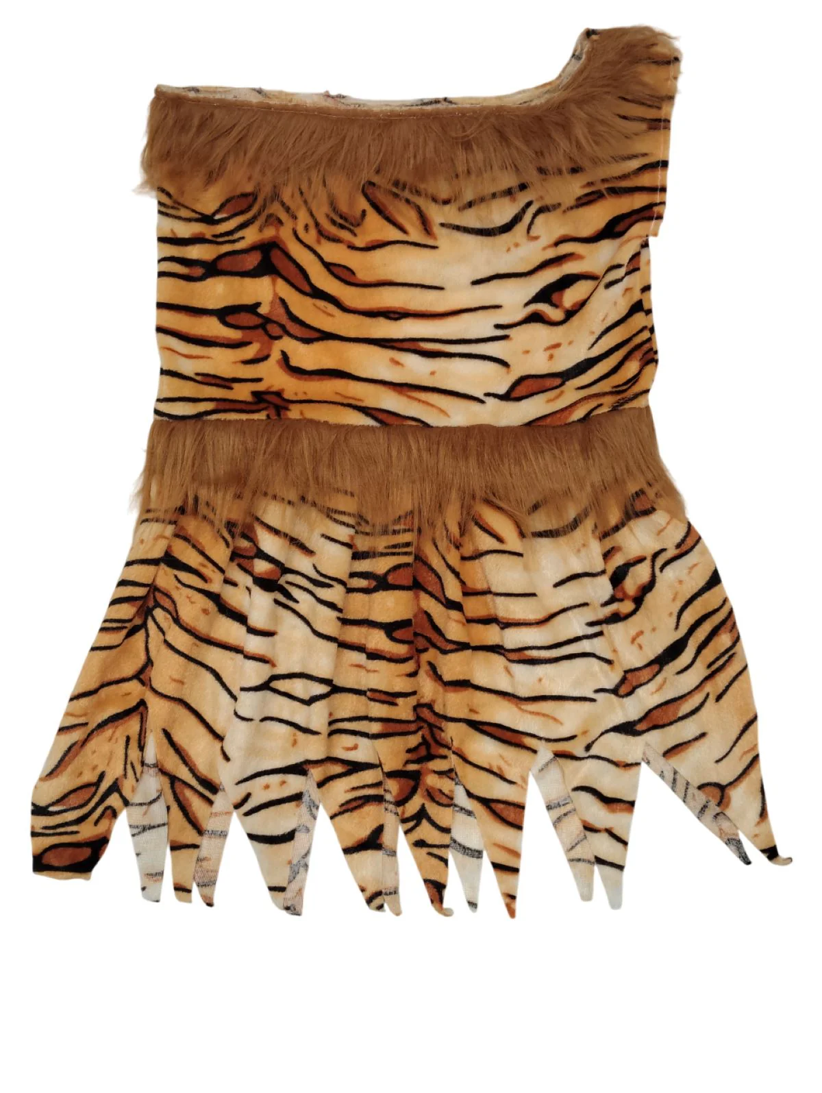 Unisex Adivasi Tribal Dance Costume – Tiger Print Fur Material | One-Shoulder Outfit with Armlets & Multicolor Feather Headdress - Image 11