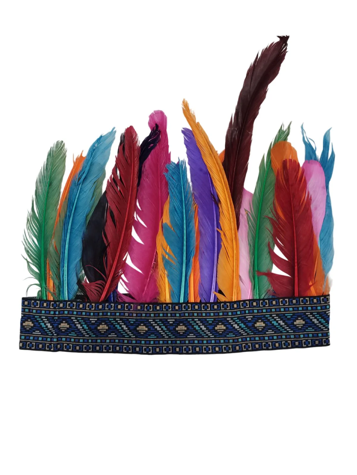 Unisex Adivasi Tribal Dance Costume – Tiger Print Fur Material | One-Shoulder Outfit with Armlets & Multicolor Feather Headdress - Image 12