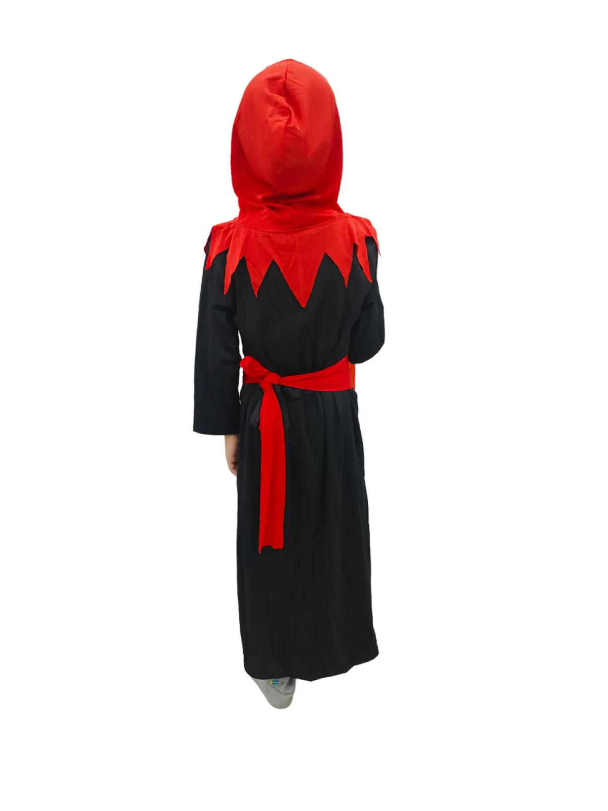 Vampire Costume for Boys Red and Black Dracula Halloween Costume for Boys with Attached Hoodie with Vampire Teeth and Pumpkin Basket Combo - Image 4