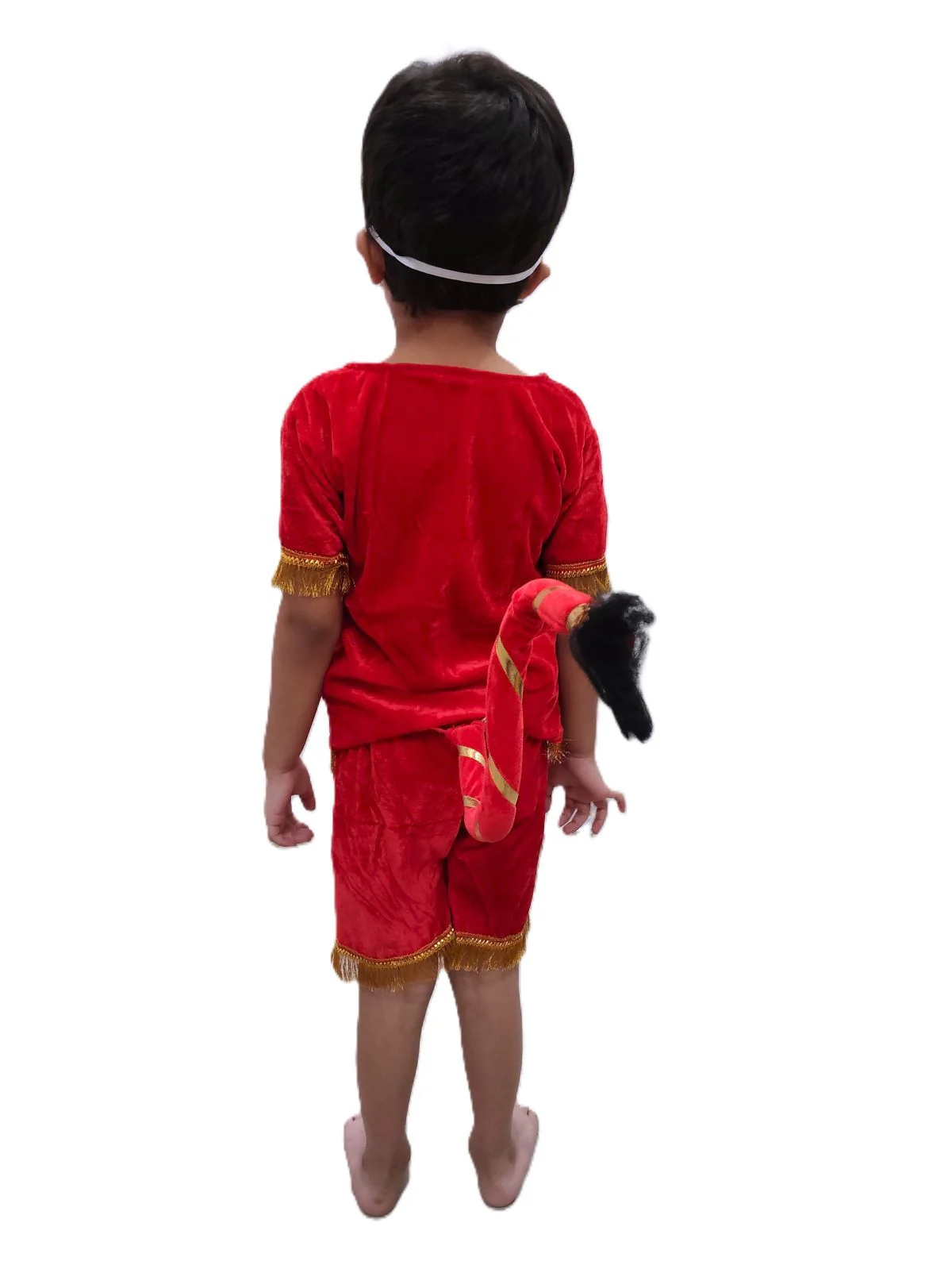 Vanar Sena Costume for Kids – Red Top & Shorts with Hanuman Face Mask & Tail | Hanuman Getup for Kids Fancy Dress Outfit for Annual Functions & Mythological Themes - Image 3