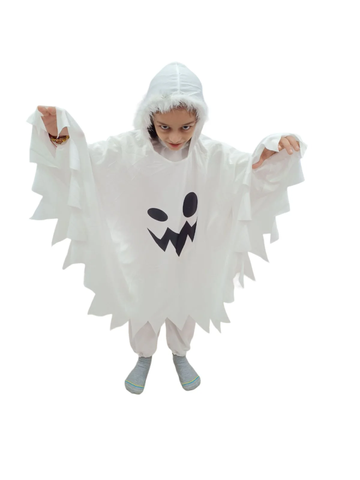 White Ghost Costume With Pumpkin Basket Combo For Kids| Halloween Dress For Boys and Girls - Image 5