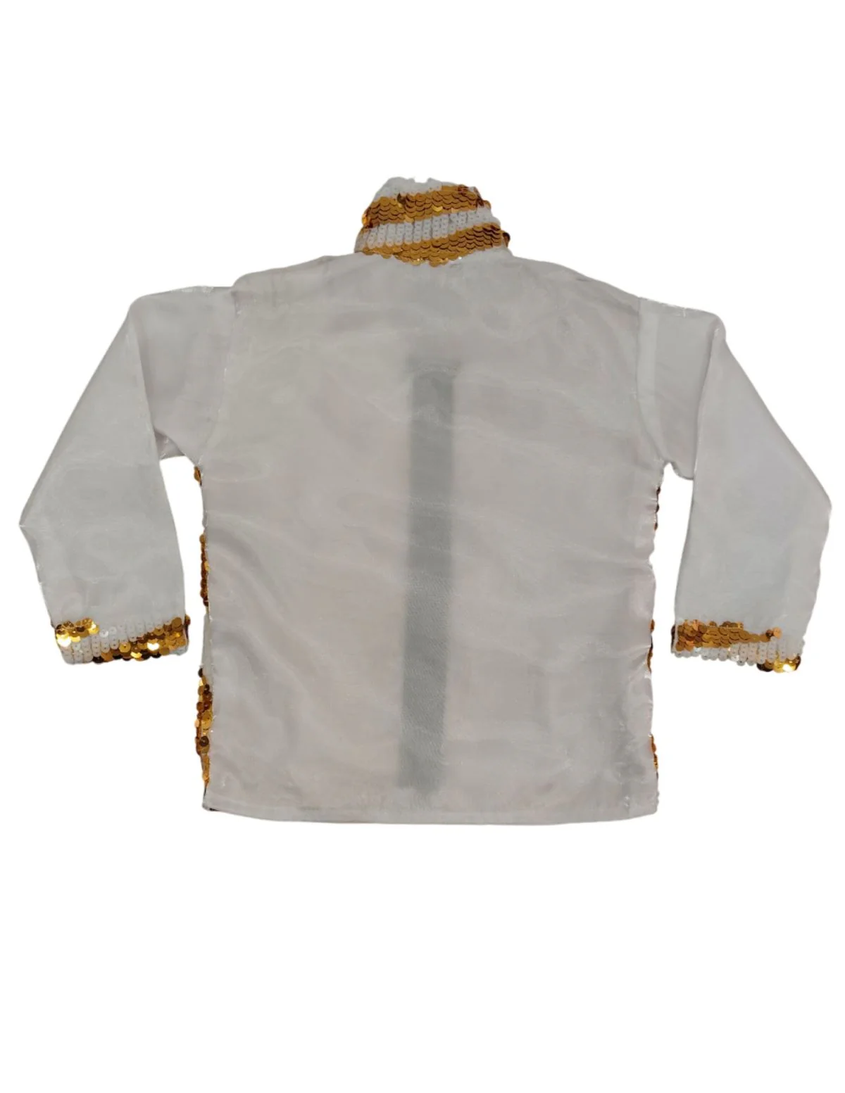 White & Golden Sequin Western Dance Costume for Boys | Stylish Shiny Full Sleeve Shirt and Pant Set with Zipper Closure | Dance Costume for Boys | Fancy Dress for Boys - Image 9