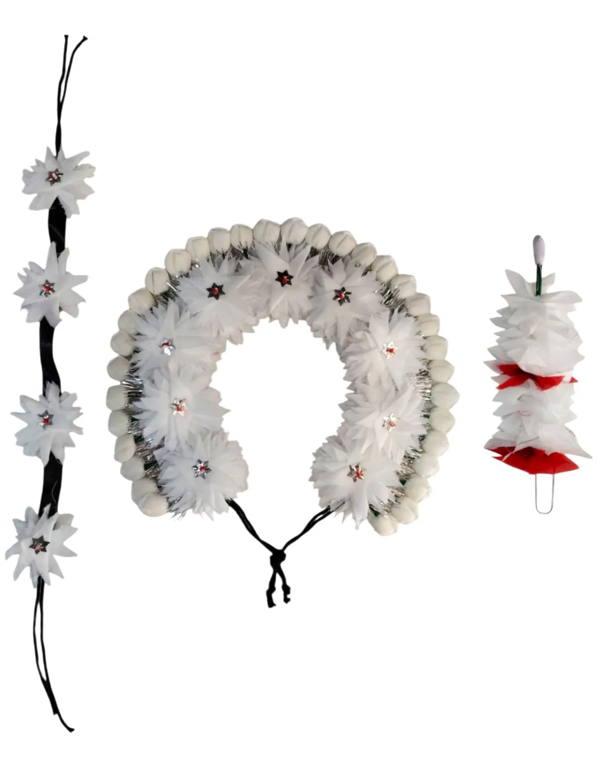 White Tahia Traditional Gajra Costume Accessory for Odissi Dance – Kantara Dance Costume Accessory – Floral Head Ornament for Women & Girls | Handmade Hair Accessory for Classical Indian Performances