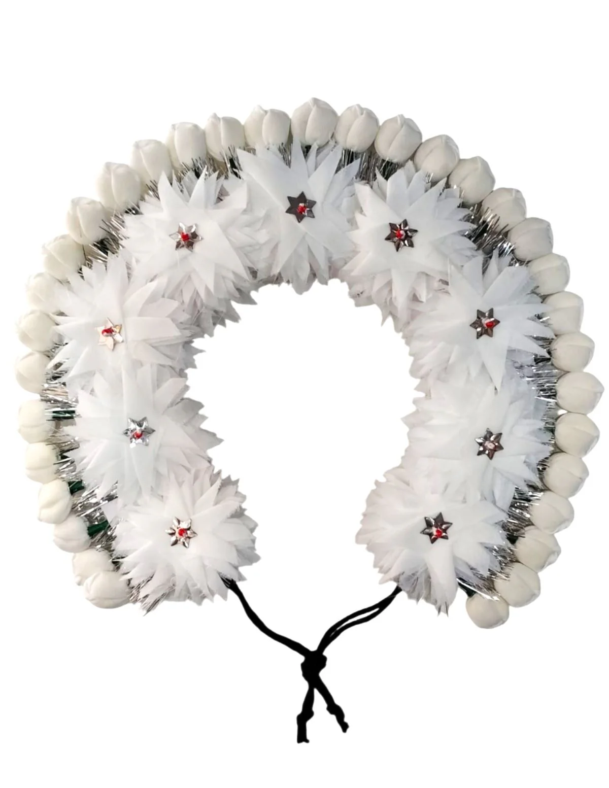 White Tahia Traditional Gajra Costume Accessory for Odissi Dance – Kantara Dance Costume Accessory – Floral Head Ornament for Women & Girls | Handmade Hair Accessory for Classical Indian Performances - Image 3