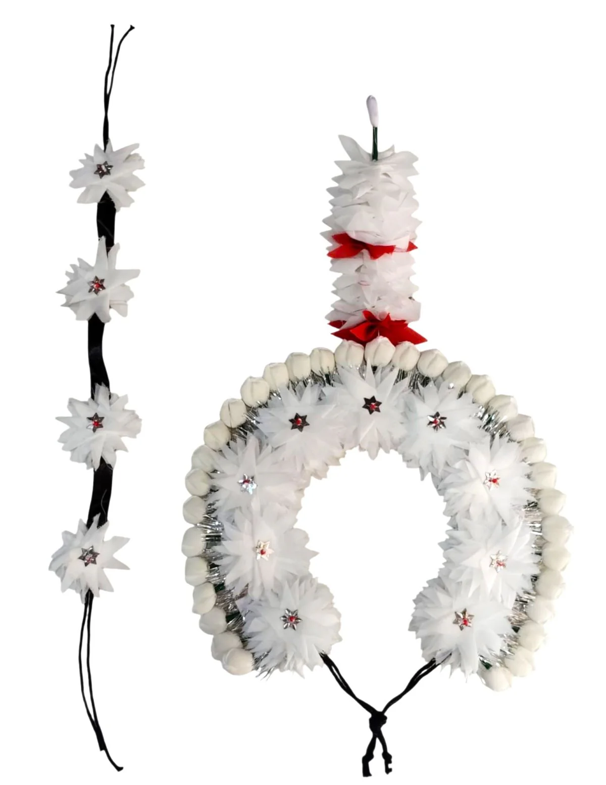 White Tahia Traditional Gajra Costume Accessory for Odissi Dance – Kantara Dance Costume Accessory – Floral Head Ornament for Women & Girls | Handmade Hair Accessory for Classical Indian Performances - Image 5