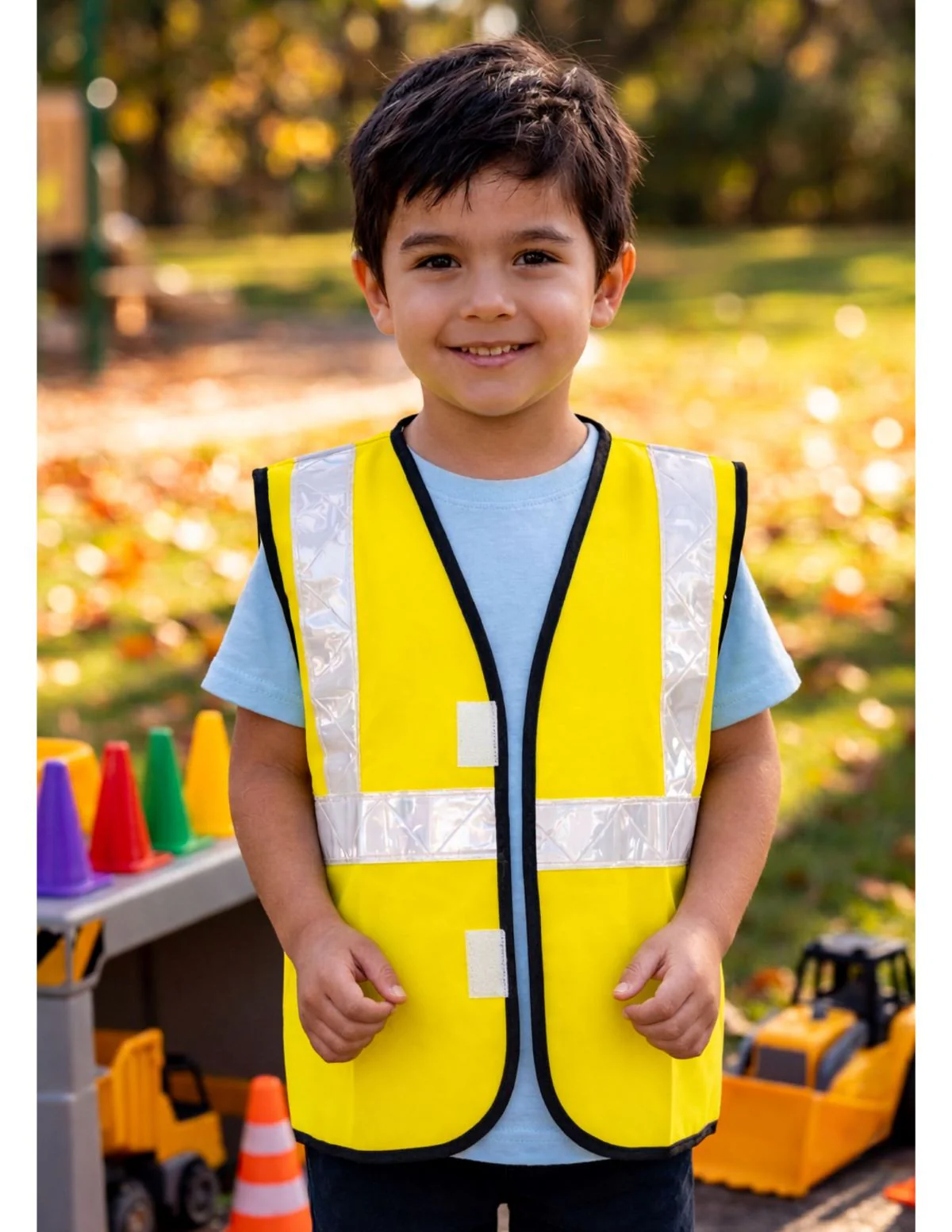 Yellow Reflective Safety Jacket for Kids | Labor Day Dress Costume | Worker Uniform Vest | Bike Safety Jacket | School Fancy Dress Costume - Image 2