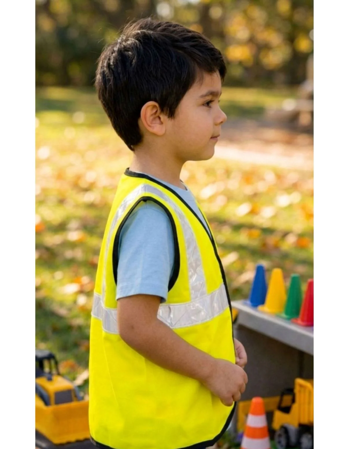Yellow Reflective Safety Jacket for Kids | Labor Day Dress Costume | Worker Uniform Vest | Bike Safety Jacket | School Fancy Dress Costume - Image 3