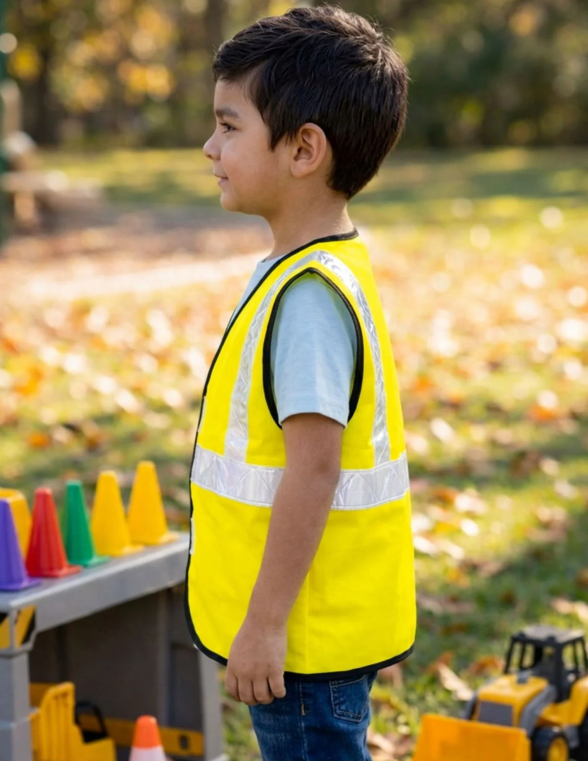 Yellow Reflective Safety Jacket for Kids | Labor Day Dress Costume | Worker Uniform Vest | Bike Safety Jacket | School Fancy Dress Costume - Image 5