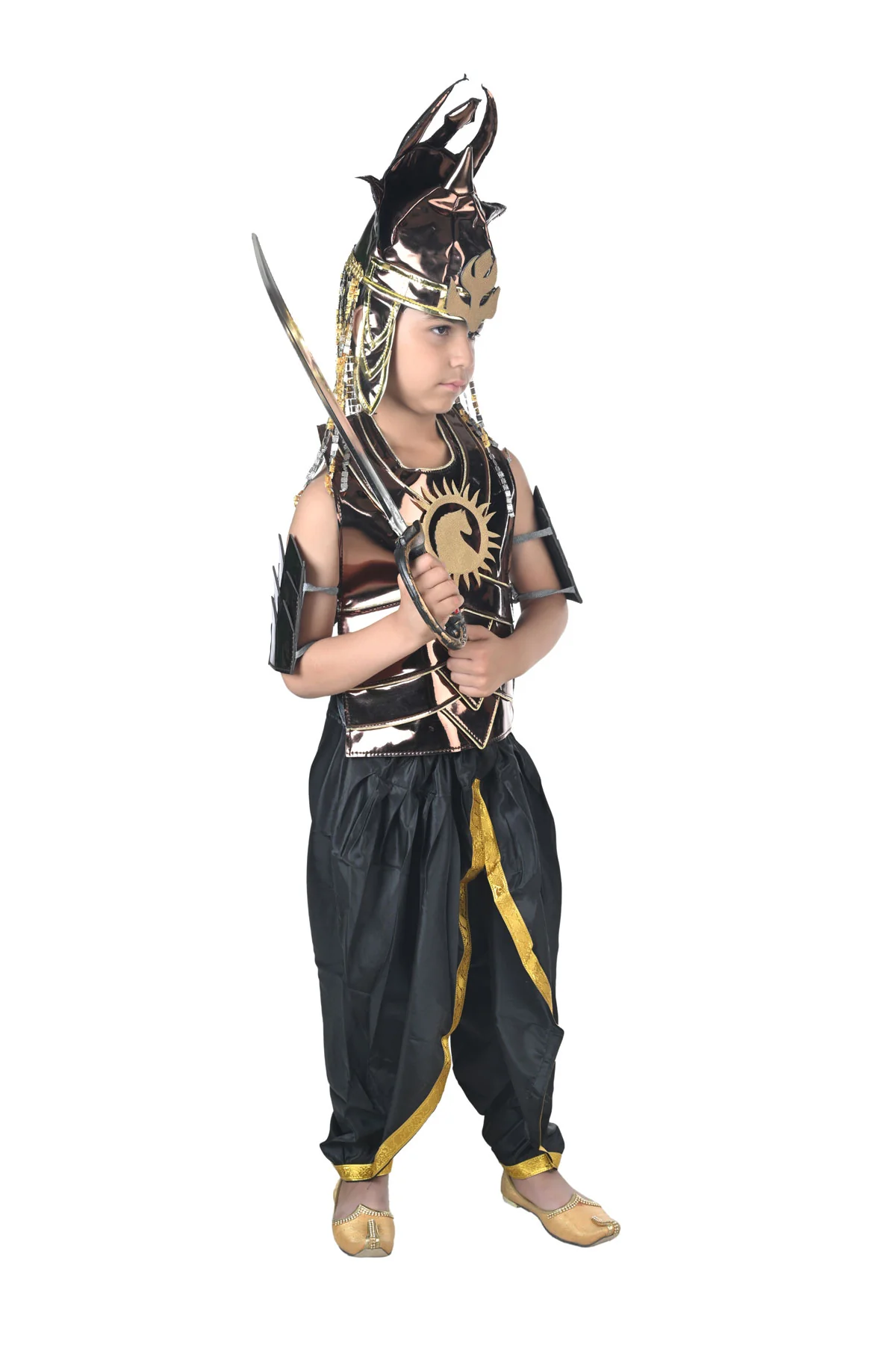 Baahubali Warrior Indian Movie Character with Helmet & Sword Kids & Adults Fancy Dress Costume - Image 2