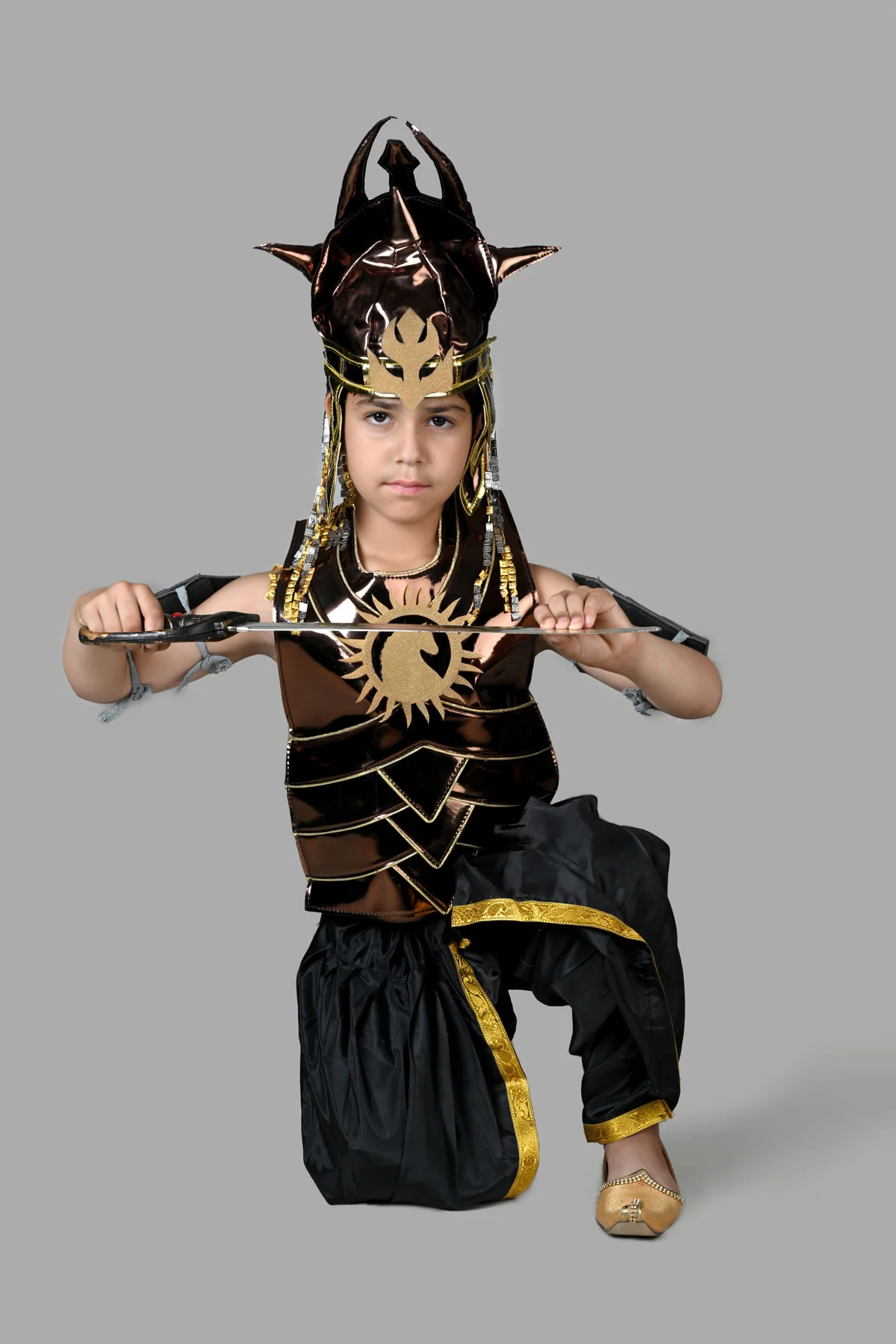 Baahubali Warrior Indian Movie Character with Helmet & Sword Kids & Adults Fancy Dress Costume - Image 5