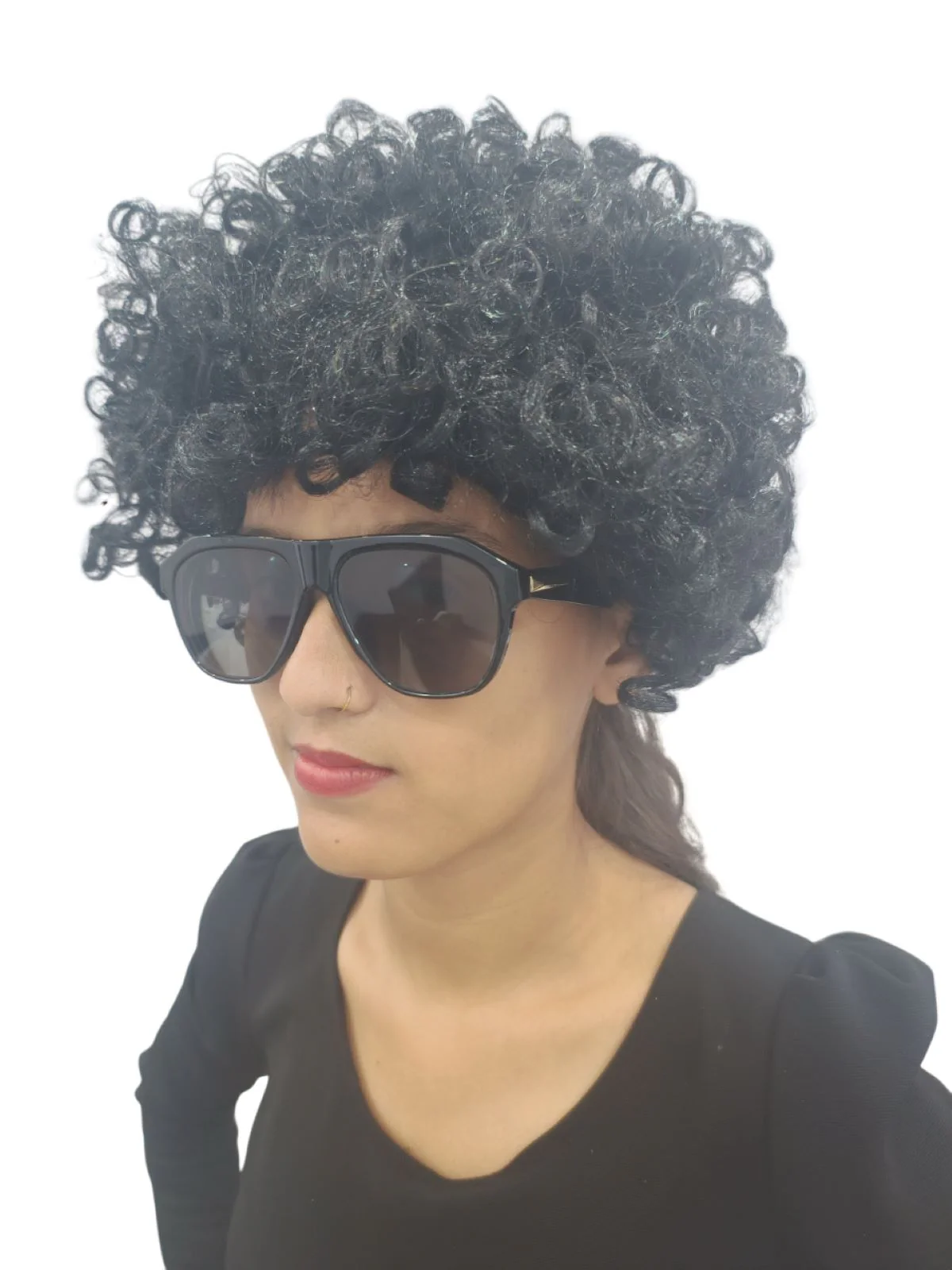 Black Curly Hair Wig Unisex Adult & Kids Fancy Dress Costume Accessory - Image 3