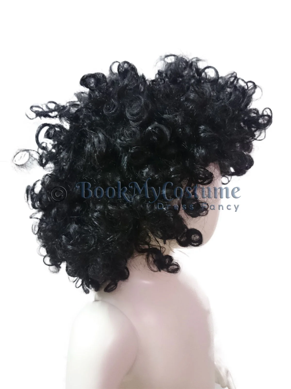 Black Curly Hair Wig Unisex Adult & Kids Fancy Dress Costume Accessory - Image 5