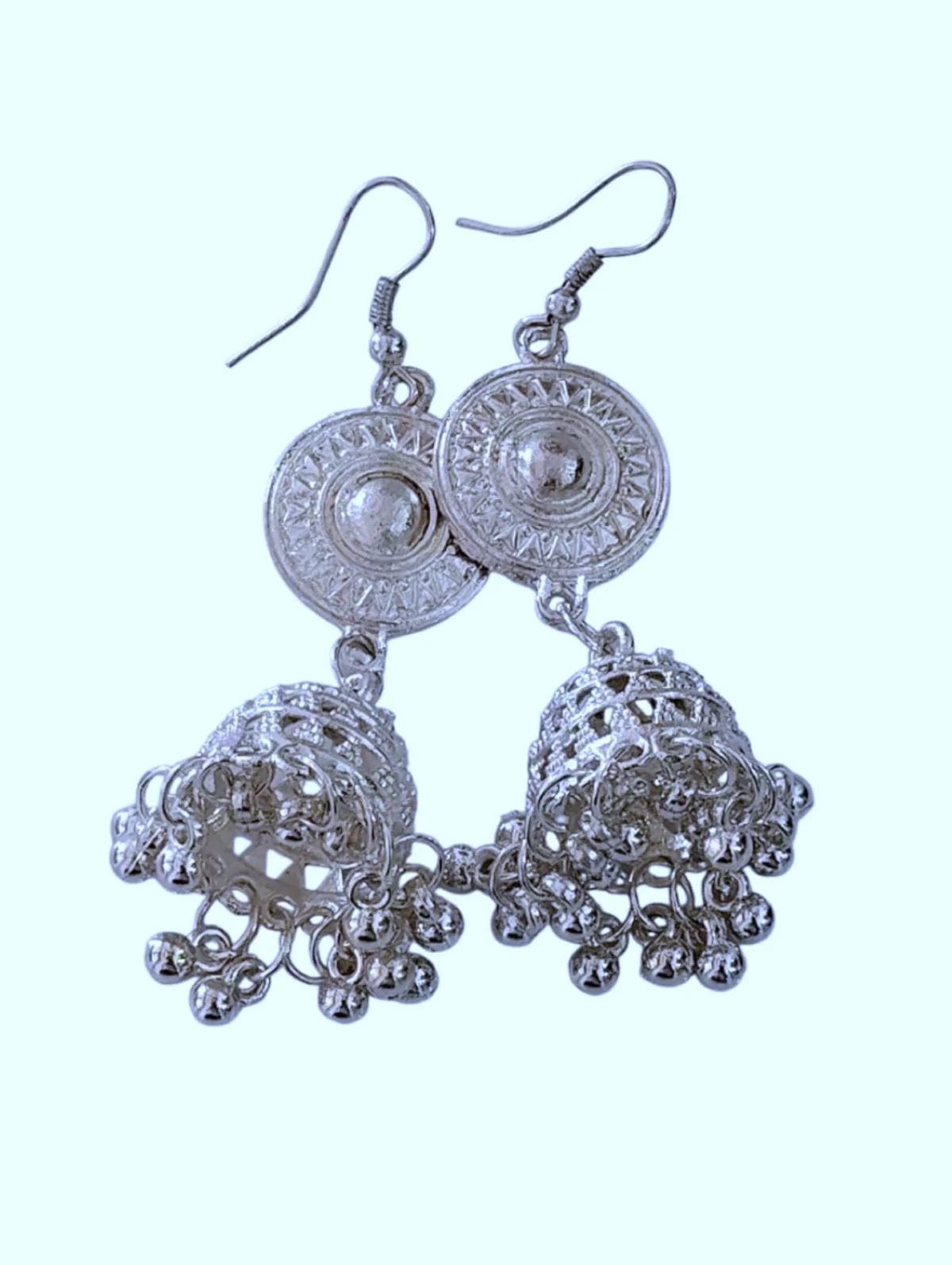 Elegant Silver Jhumkas Earrings Jewellery - Indian Regional Fancy Dress Costume Accessory for Girls - Image 5