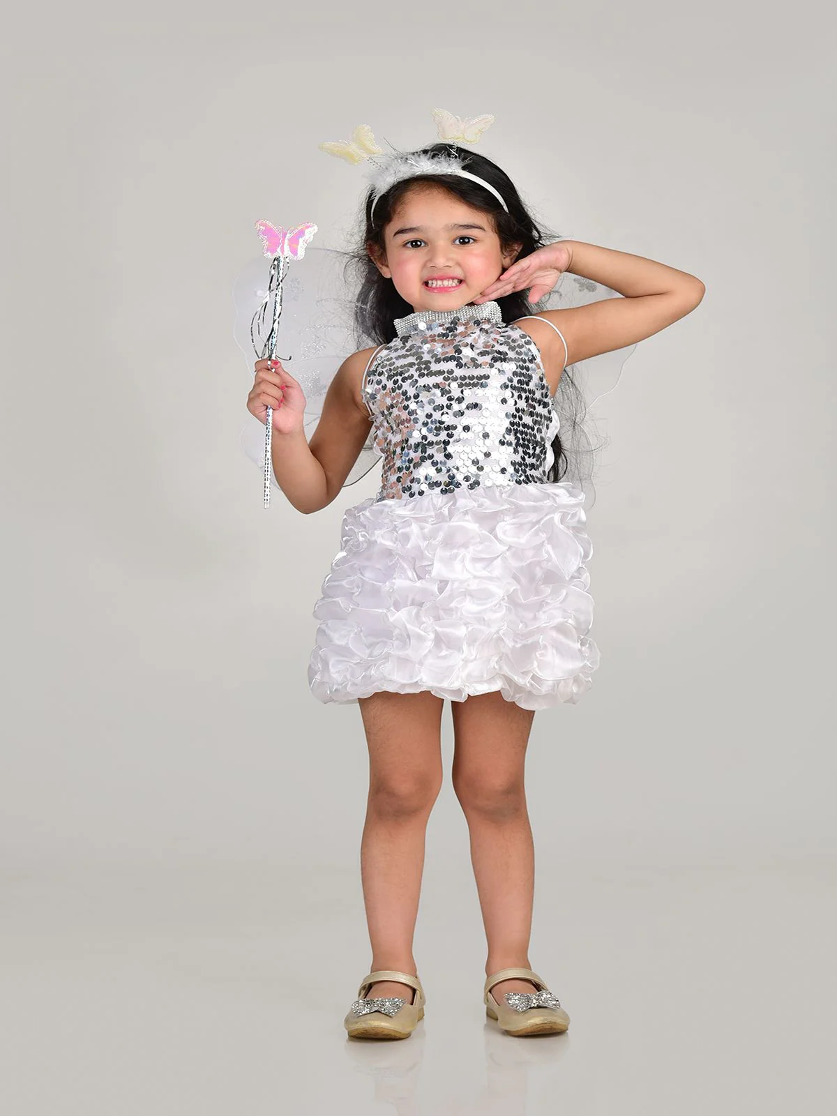 Fairy Angel Girls with White Wings Girls for Kids Fancy Dress Costume - Image 5