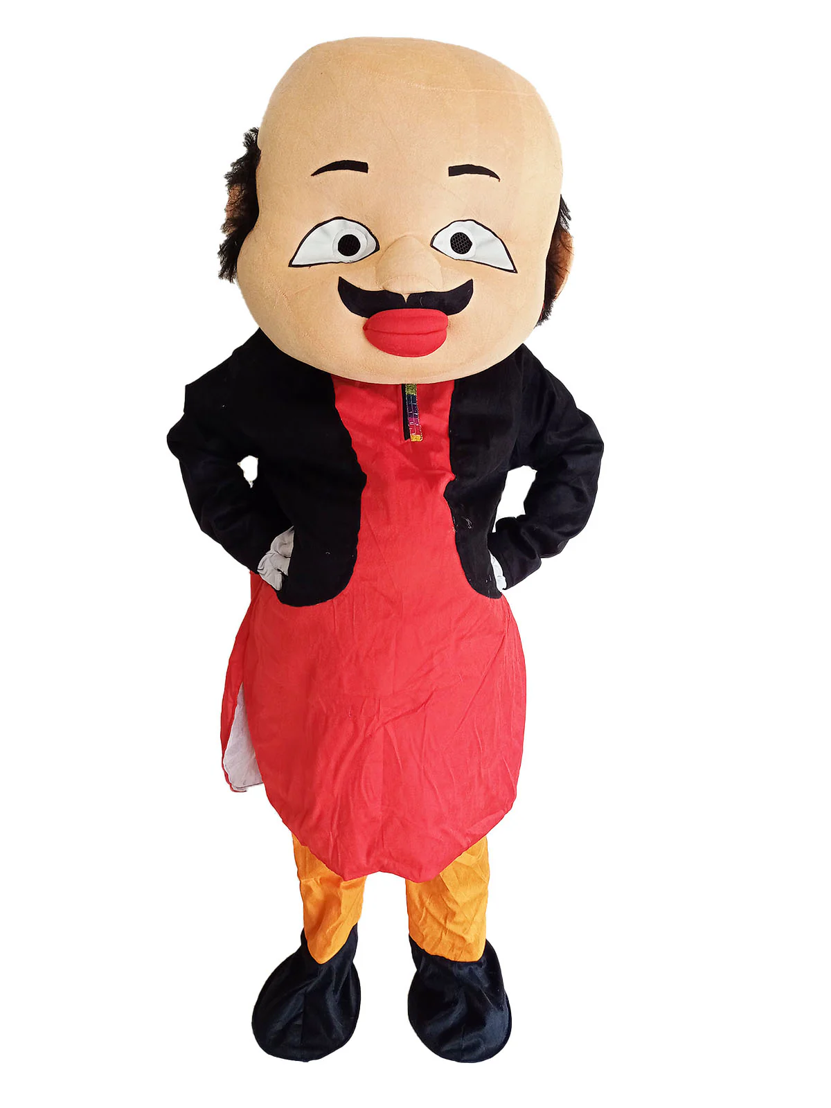 Fat & Samosa-Loving Indian Cartoon Character Mascot Costume For Theme Birthday Party & Events|Adults|Full Size Adults | Red & Yellow