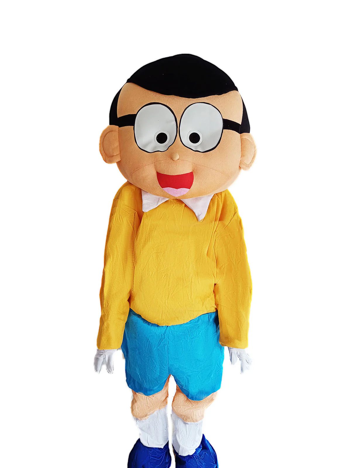 Lazy & Clumsy Cartoon Character Mascot Costume with Specs for Theme Parties & Events | Adult Full-Size | Yellow & Blue - Image 2