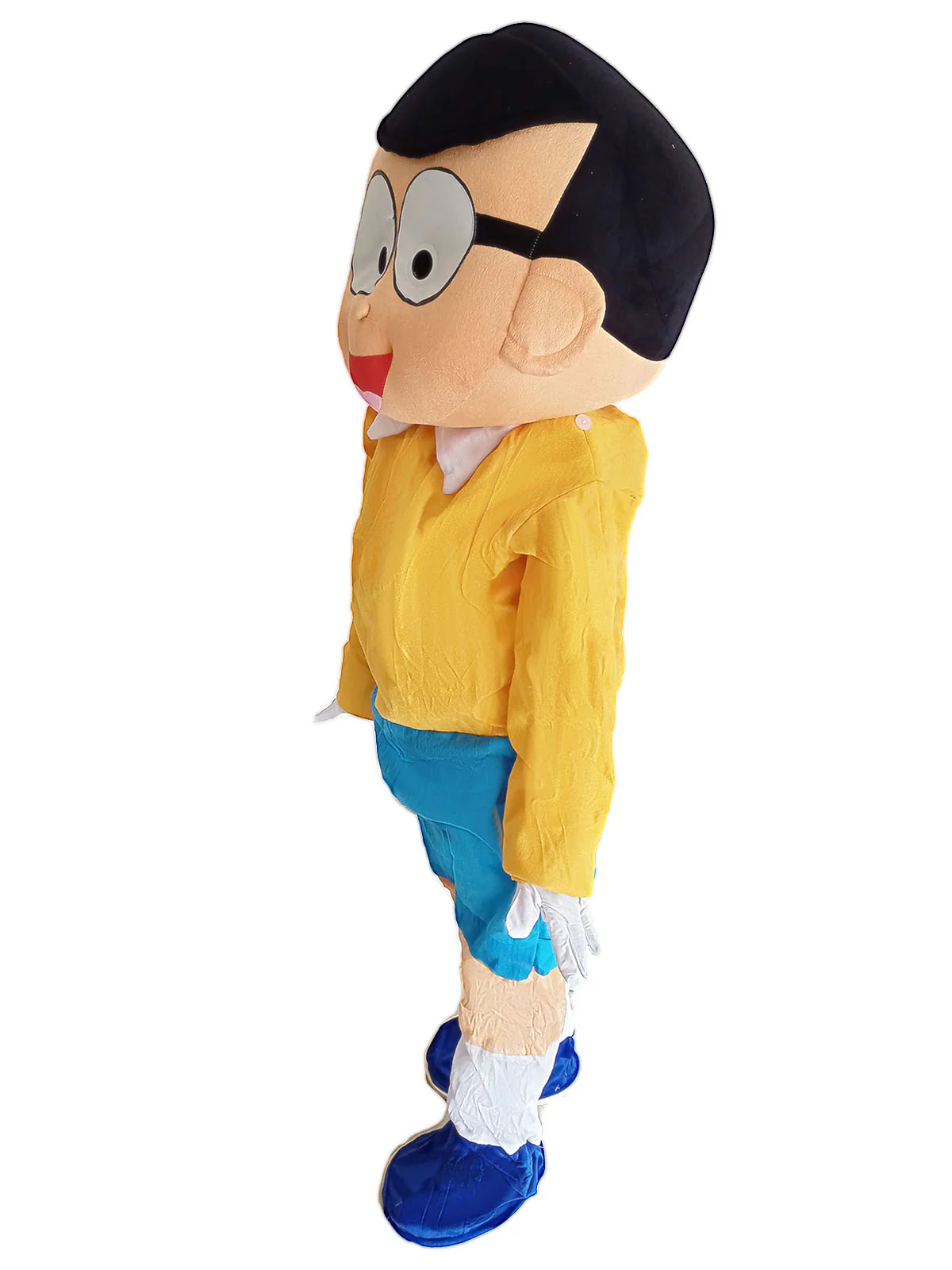 Lazy & Clumsy Cartoon Character Mascot Costume with Specs for Theme Parties & Events | Adult Full-Size | Yellow & Blue - Image 3
