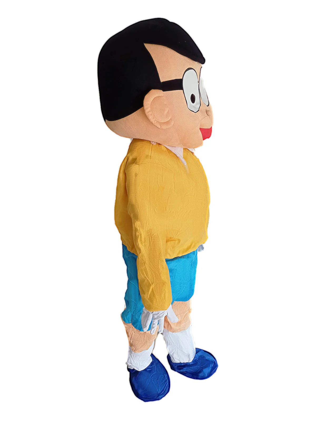 Lazy & Clumsy Cartoon Character Mascot Costume with Specs for Theme Parties & Events | Adult Full-Size | Yellow & Blue - Image 4
