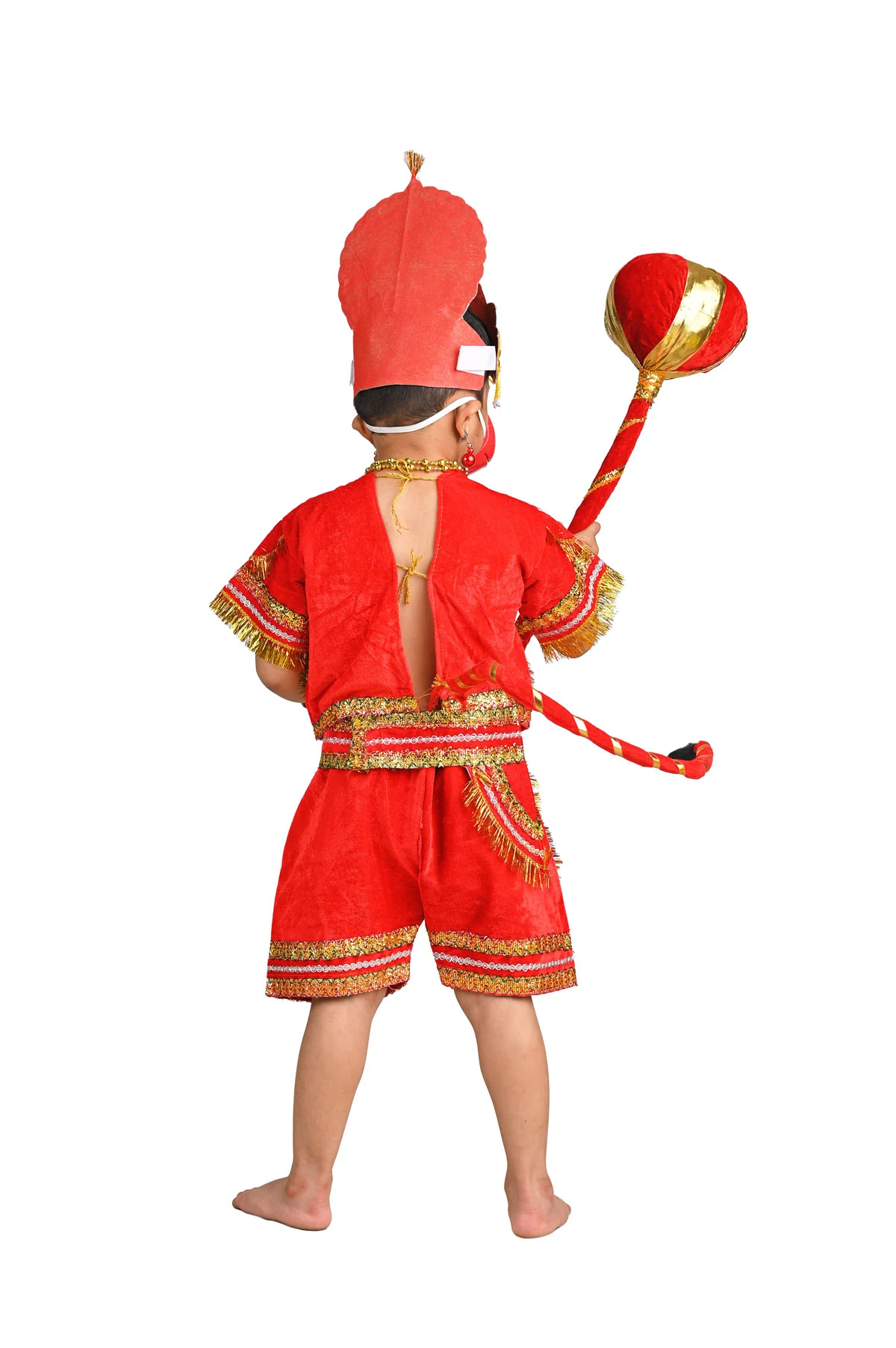 Complete Hanuman Bajrang Bali Hindu God Kids & Adults Fancy Dress Costume | With Gada - Image 5